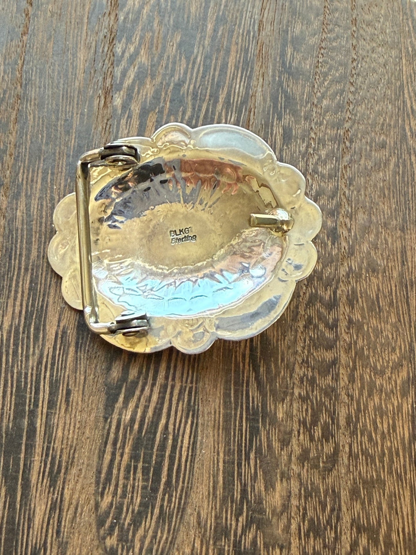 Arnold Blackgoat Sterling Silver & Sonoran Gold Turquoise Belt Buckle - Echo Canyon Collective