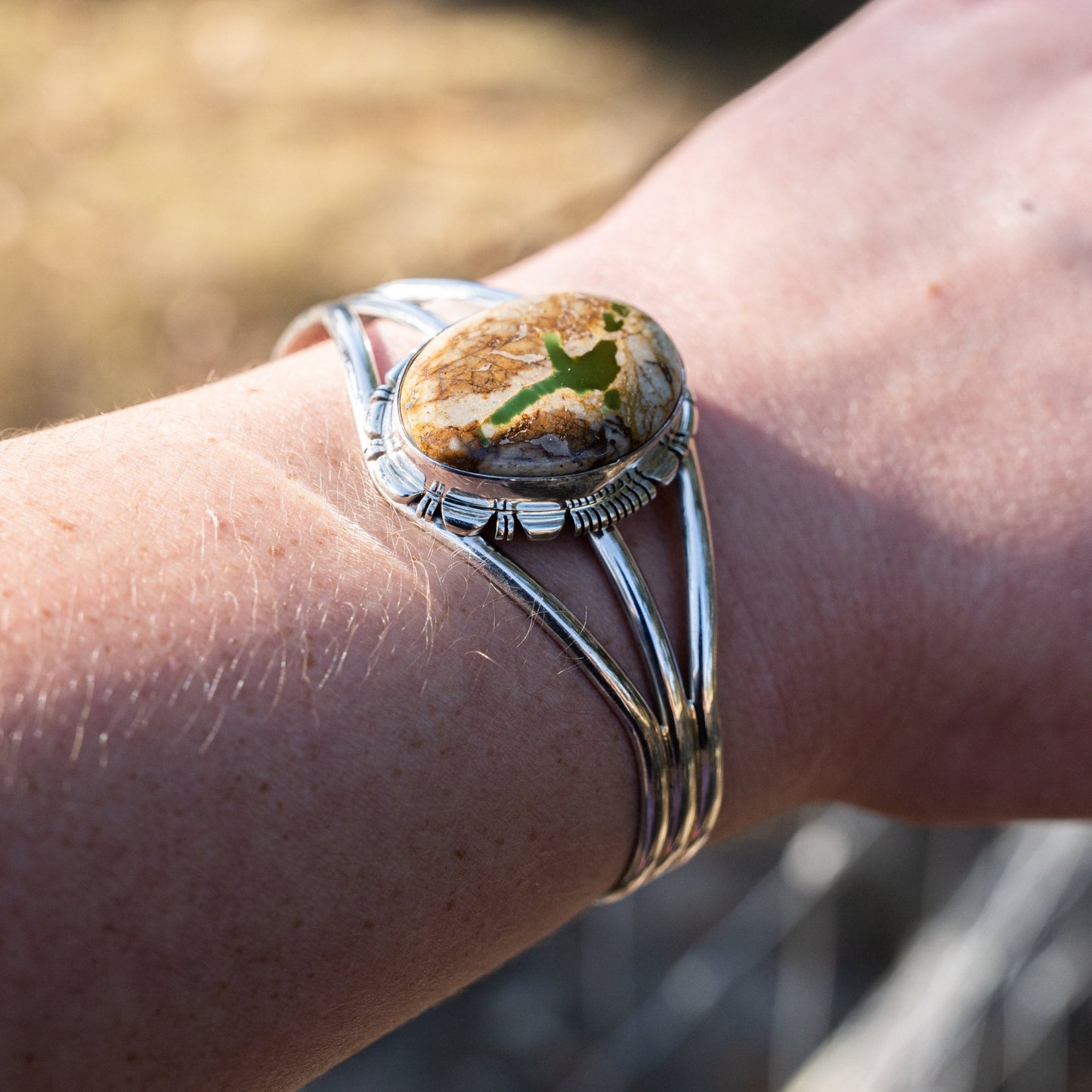 Boulder Royston Turquoise Cuff – Sterling Silver Navajo Handmade by Jane Francisco - Echo Canyon Collective