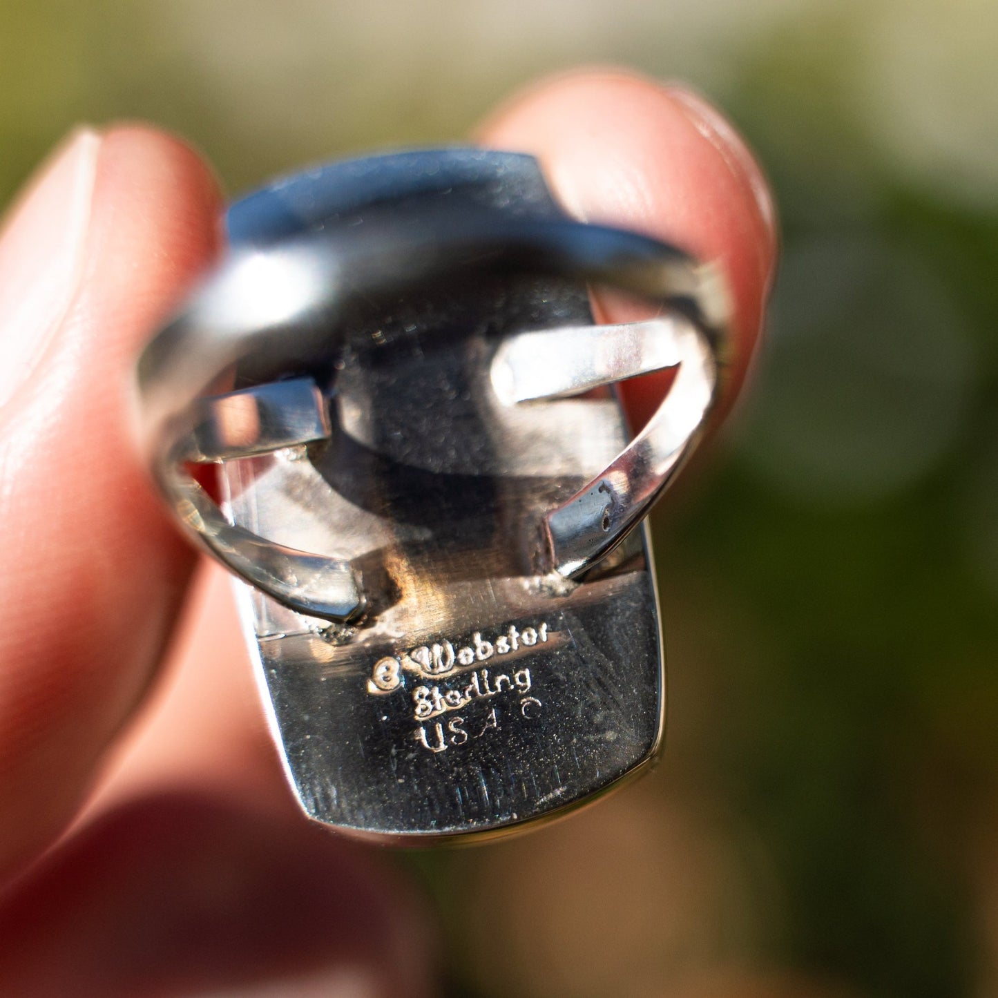 Cathy Webster 8 Mine Turquoise Sterling Silver Rectangle Ring Size 6 1/2 - Echo Canyon Collective