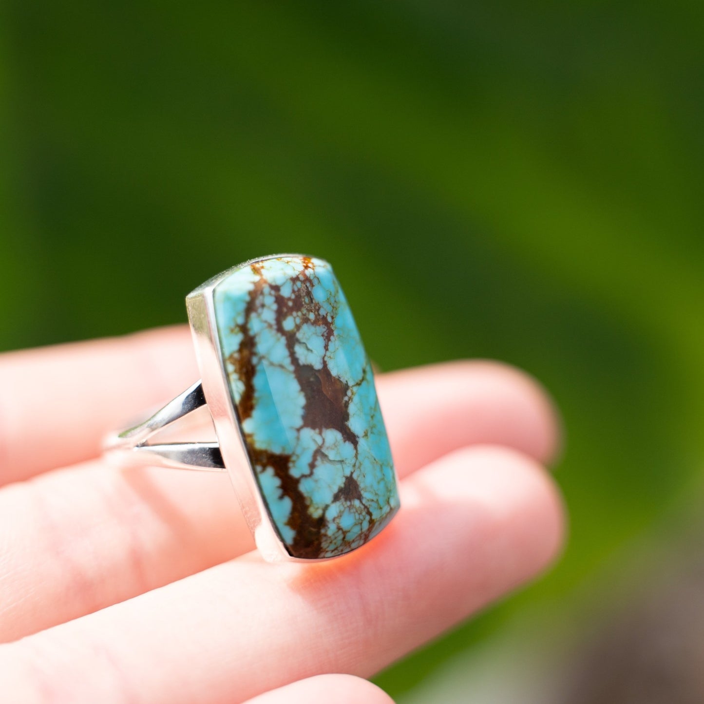 Cathy Webster Mine 8 Turquoise Ring Navajo Handmade Sterling Silver - Echo Canyon Collective