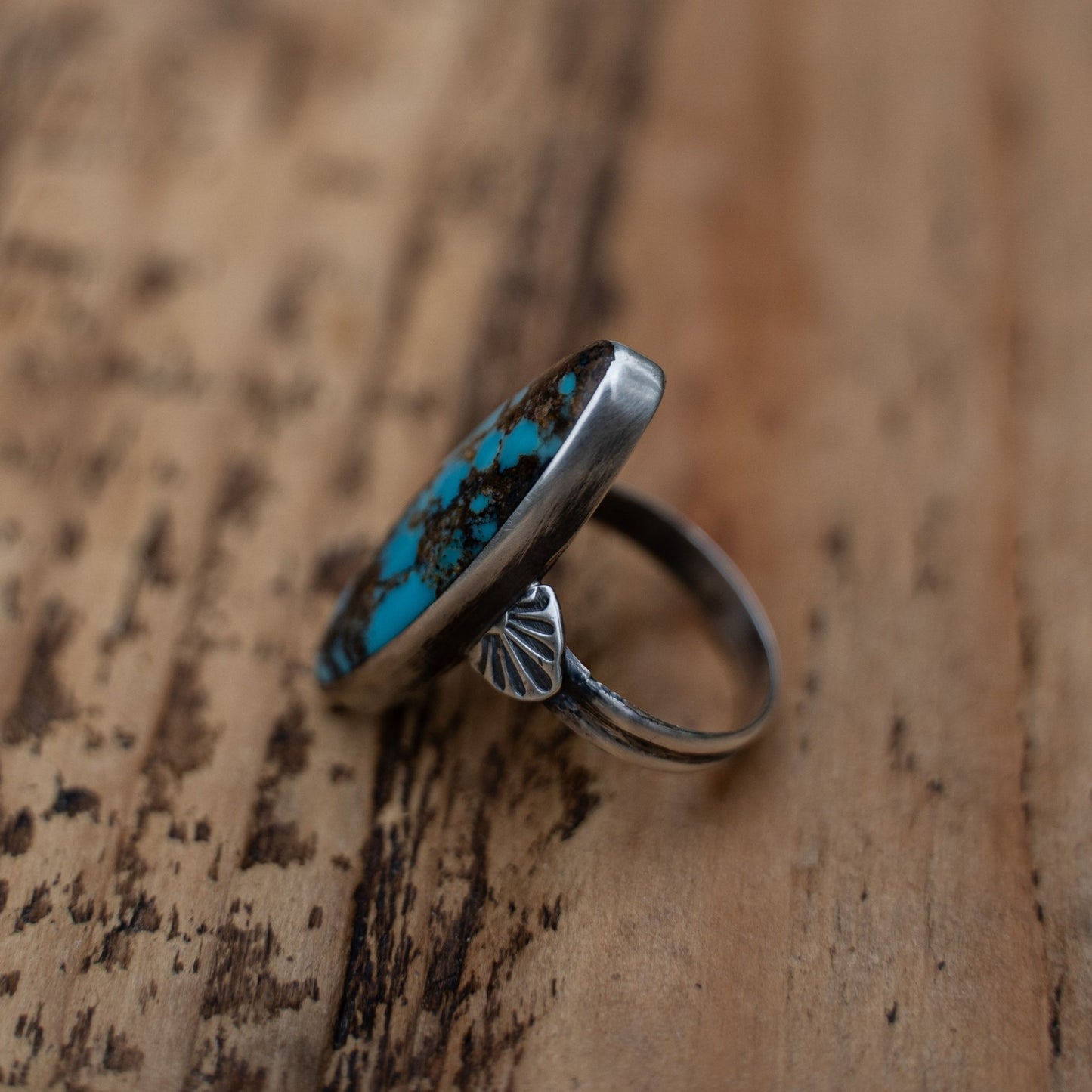 Cathy Webster Navajo Handmade Sonoran Turquoise Ring Size 7 – Sterling Silver - Echo Canyon Collective