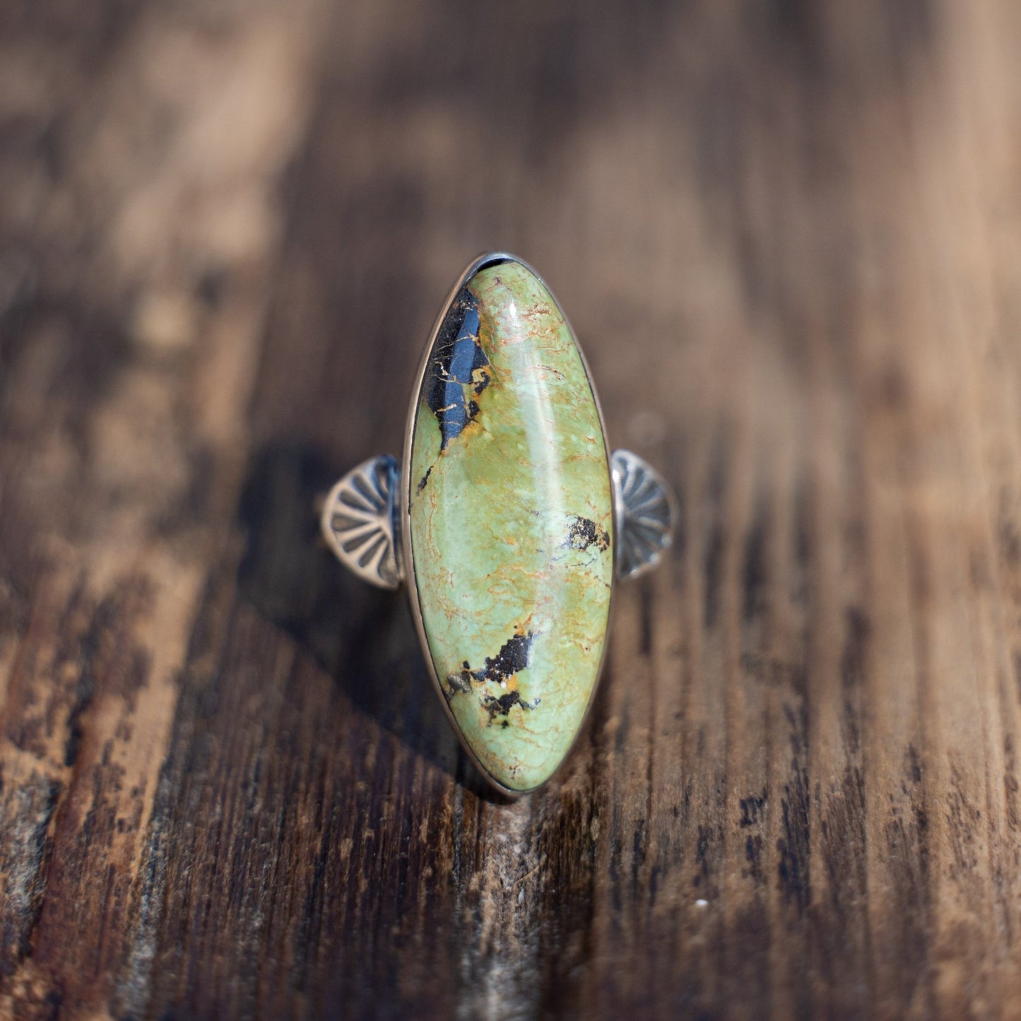 Cathy Webster Royston Turquoise Ring – Navajo Sterling Silver, Size 7 - Echo Canyon Collective