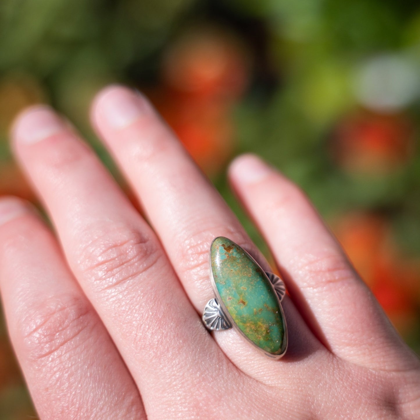 Cathy Webster Royston Turquoise Ring Size 7 3/4 | Native American Sterling Silver Jewelry - Echo Canyon Collective