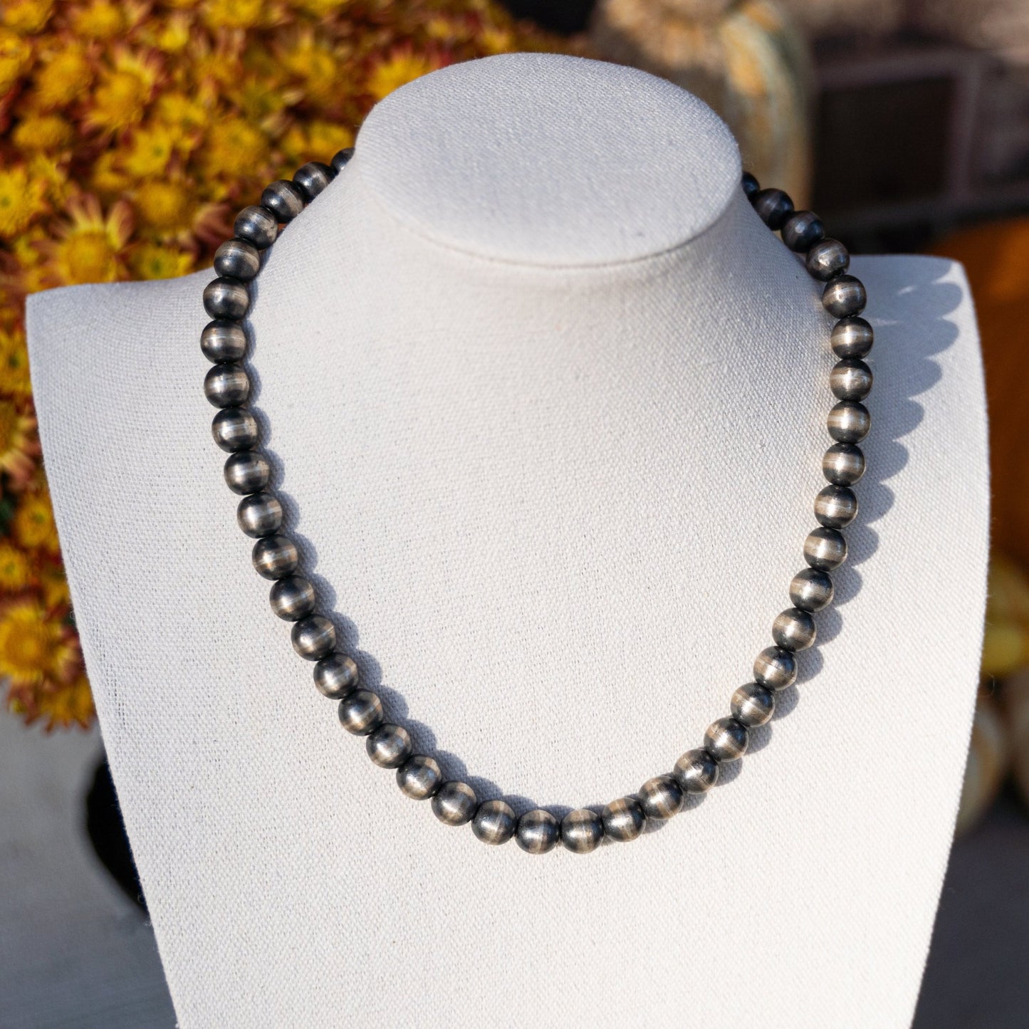 Chimney Butte 10 mm Sterling Silver Bead Necklace – Various Lengths - Echo Canyon Collective