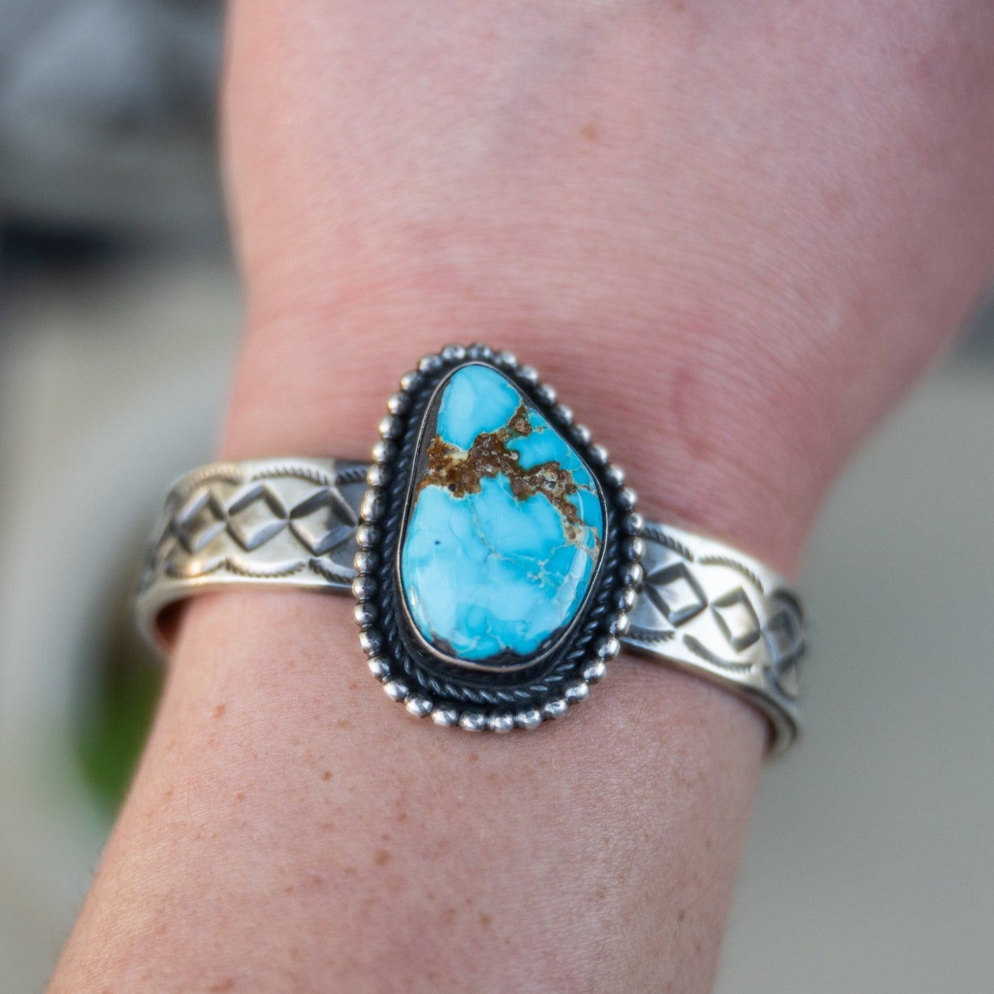 Chimney Butte Kingman Turquoise Sterling Silver Cuff - Echo Canyon Collective