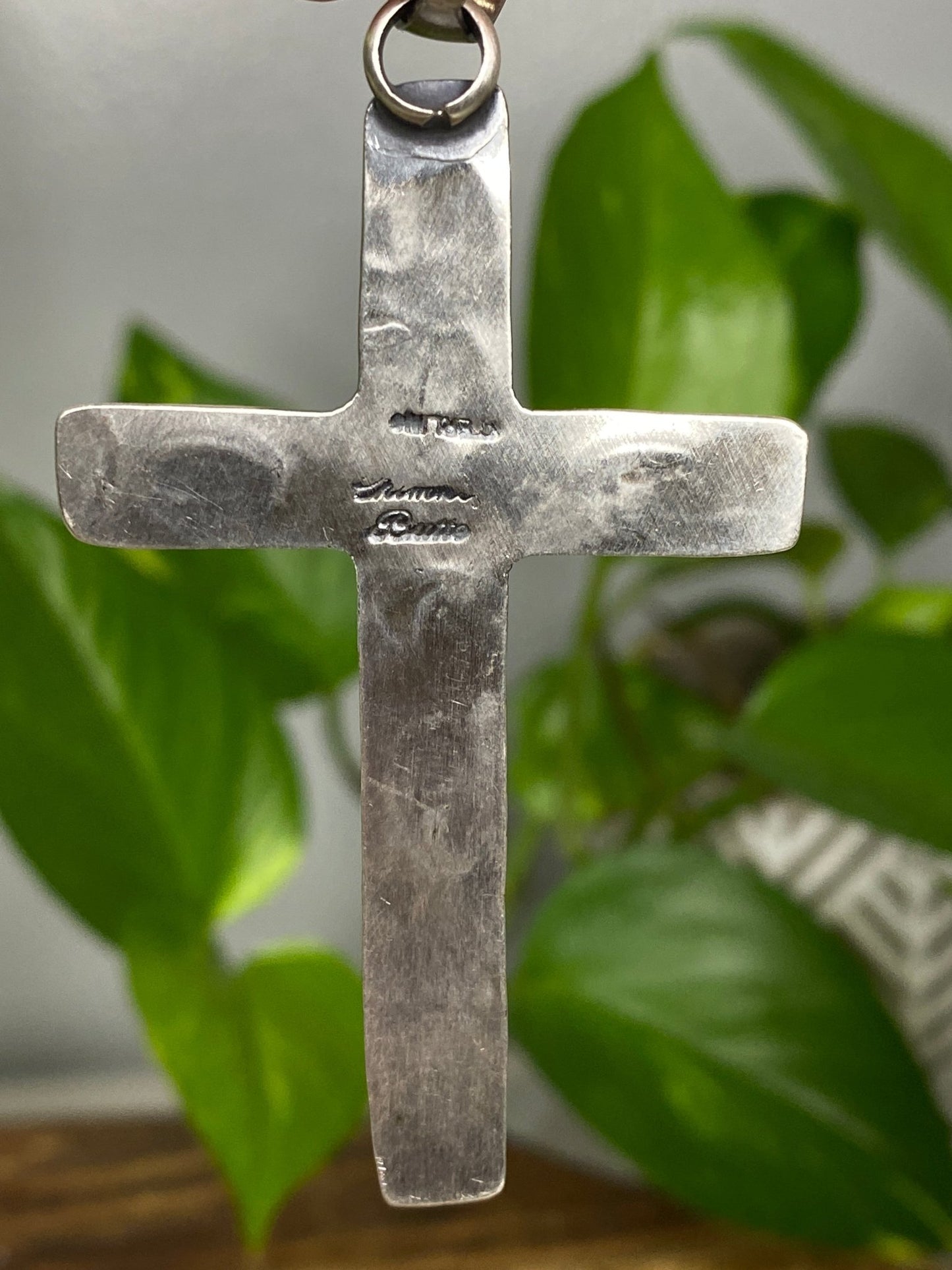 Chimney Butte Sterling Silver Cross Pendant with Red Spiny Oyster - Echo Canyon Collective