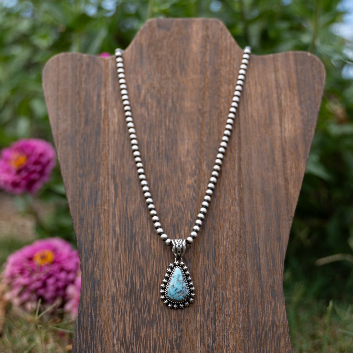 Dry Creek Turquoise Pendant | Navajo Handmade Sterling Silver by Happy Piasso - Echo Canyon Collective