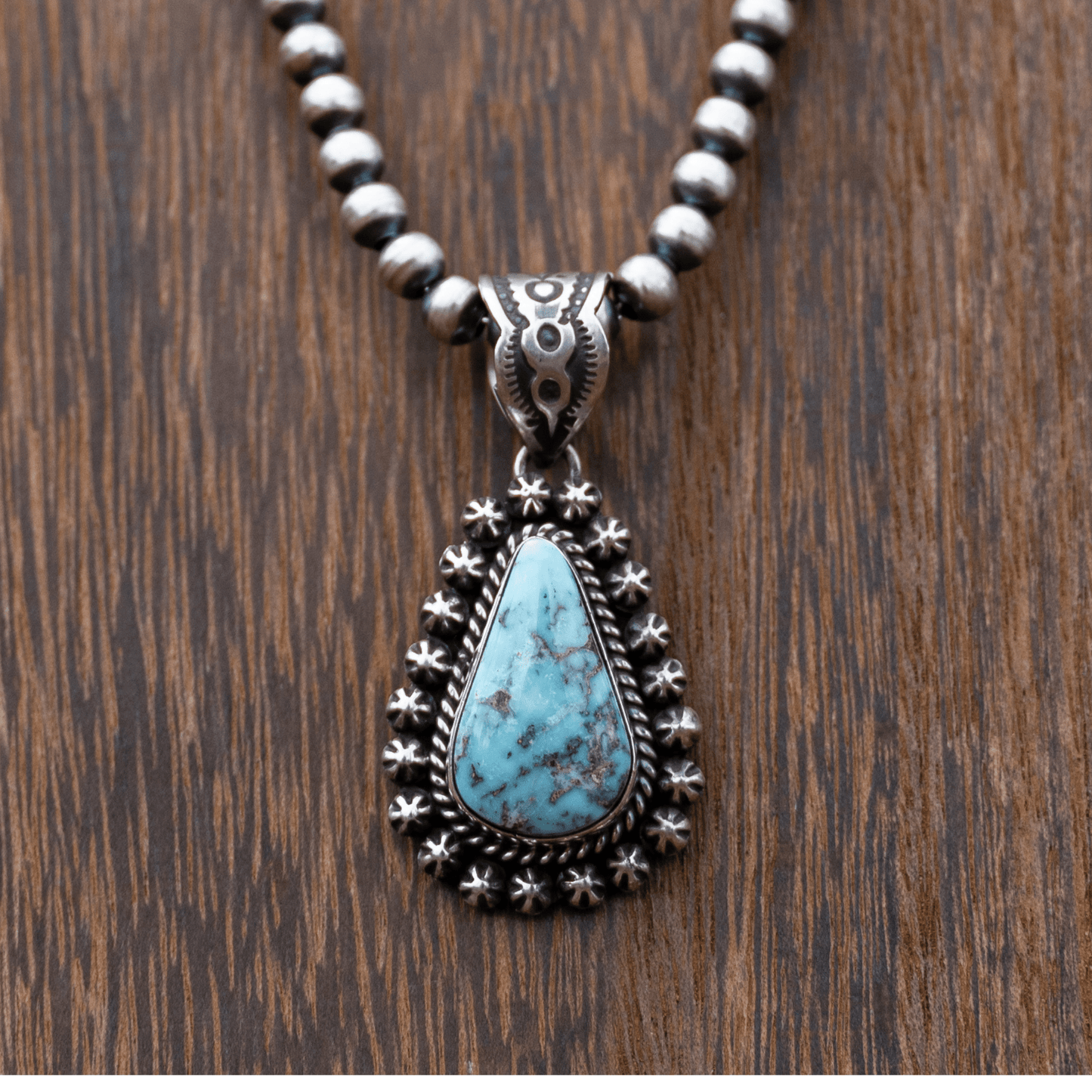 Dry Creek Turquoise Pendant | Navajo Handmade Sterling Silver by Happy Piasso - Echo Canyon Collective
