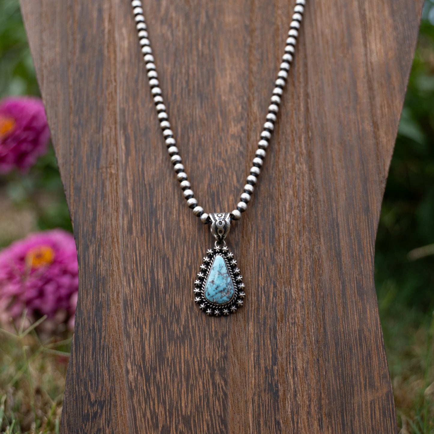 Dry Creek Turquoise Pendant | Navajo Handmade Sterling Silver by Happy Piasso - Echo Canyon Collective