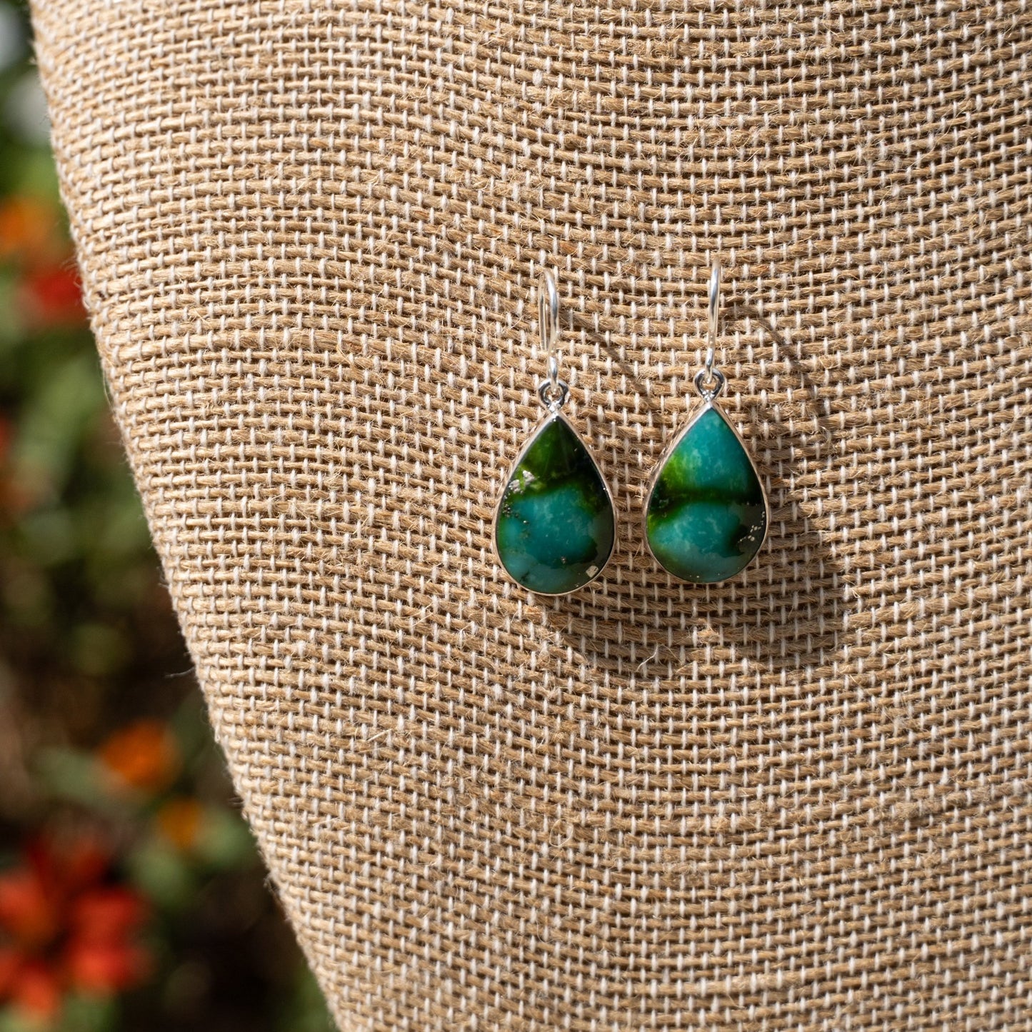 Elsie Armstrong Sonoran Mountain Turquoise Sterling Silver Teardrop Earrings - Echo Canyon Collective