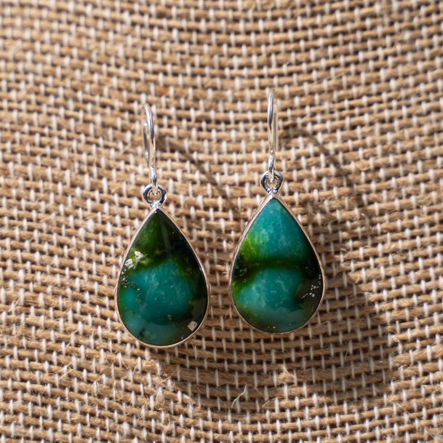 Elsie Armstrong Sonoran Mountain Turquoise Sterling Silver Teardrop Earrings - Echo Canyon Collective