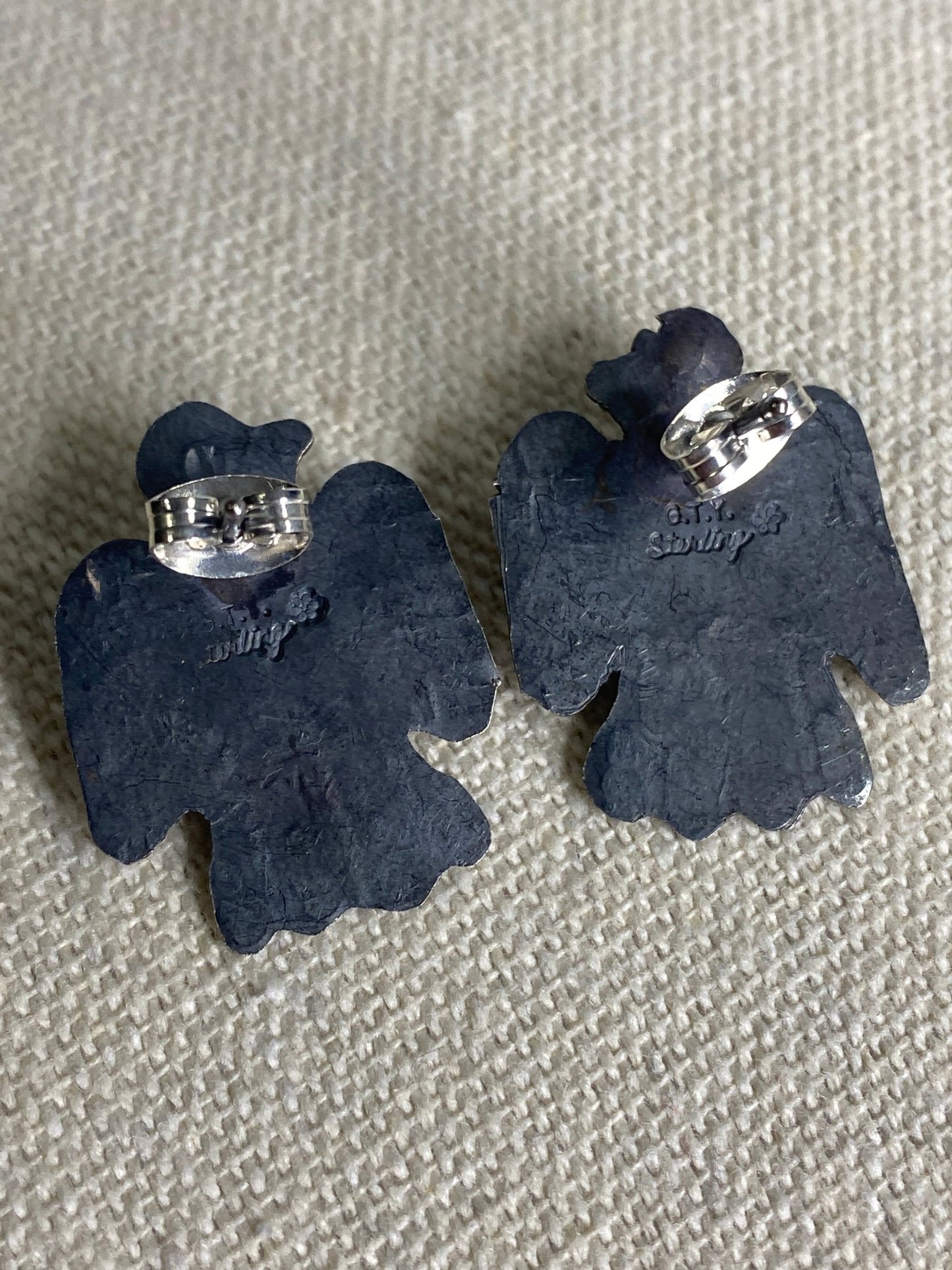 Gabriella Yazzie Sterling Silver & Turquoise Thunderbird Stud Earrings - Echo Canyon Collective