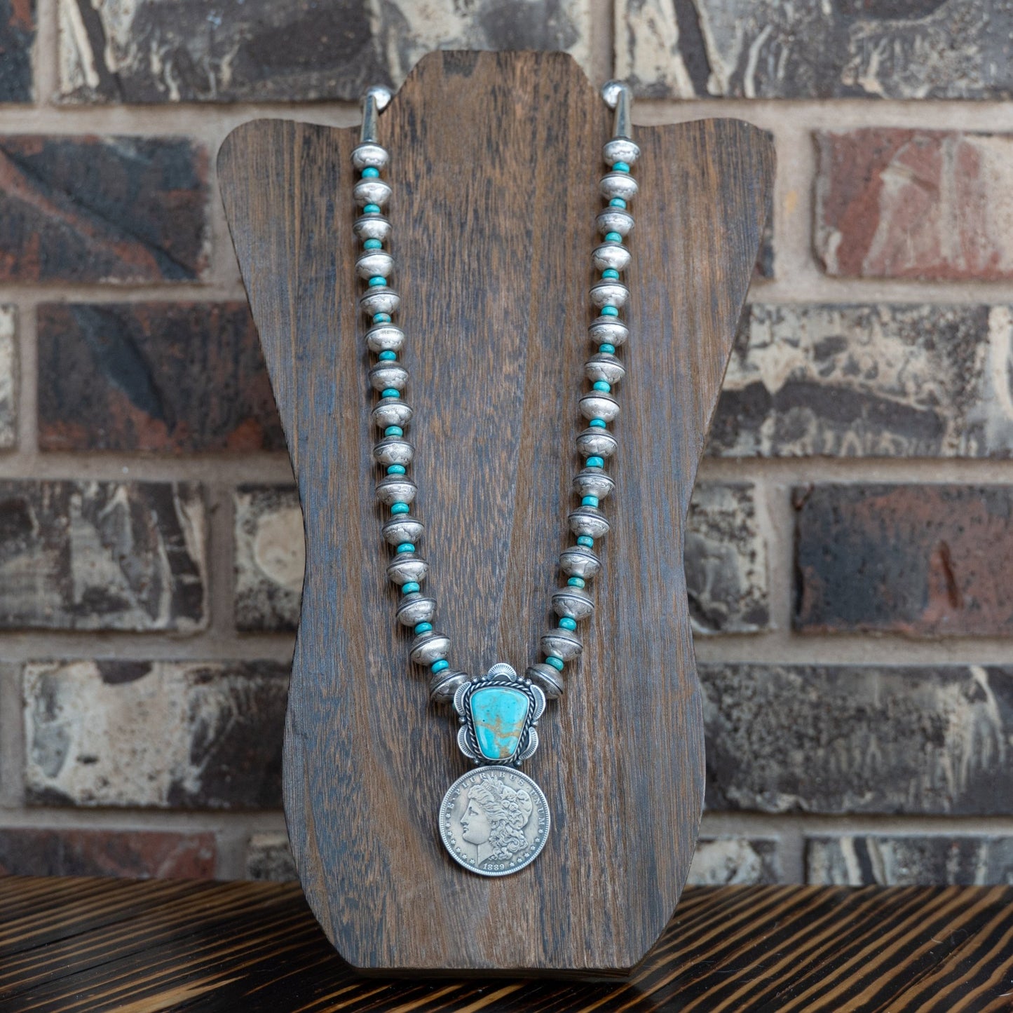 James McCabe Navajo Handmade Sterling Silver Mercury Dime Necklace - Echo Canyon Collective