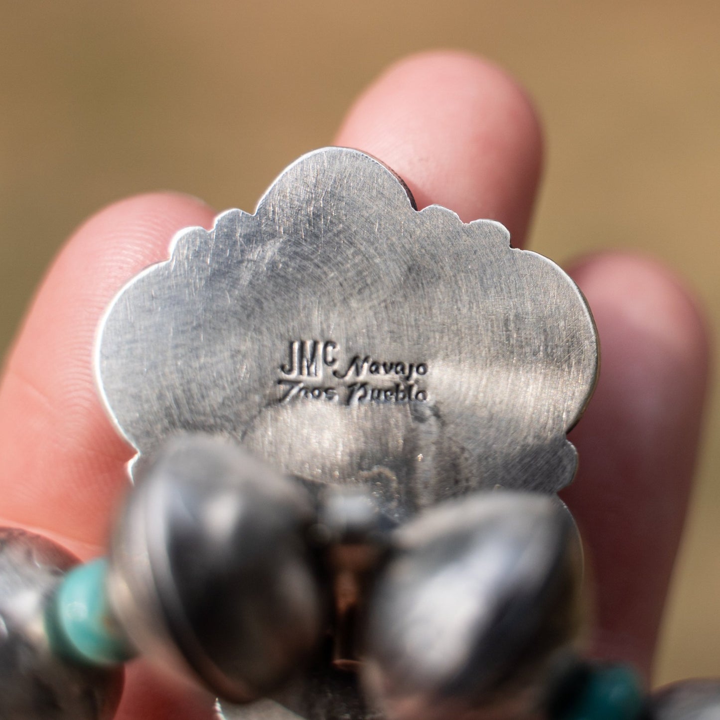 James McCabe Navajo Handmade Sterling Silver Mercury Dime Necklace - Echo Canyon Collective