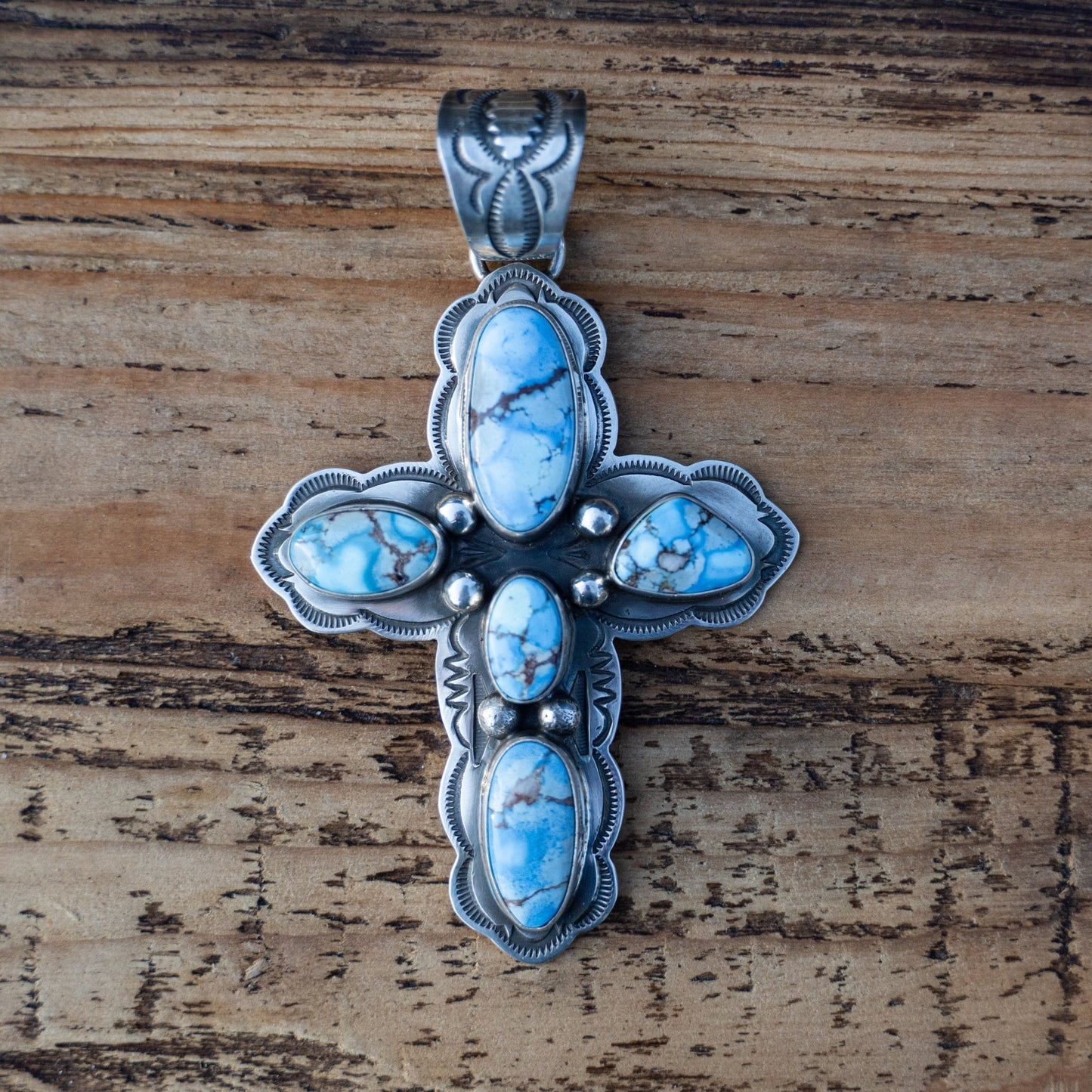 Jeremy Delgarito Natural Golden Hills Turquoise Cross - Echo Canyon Collective
