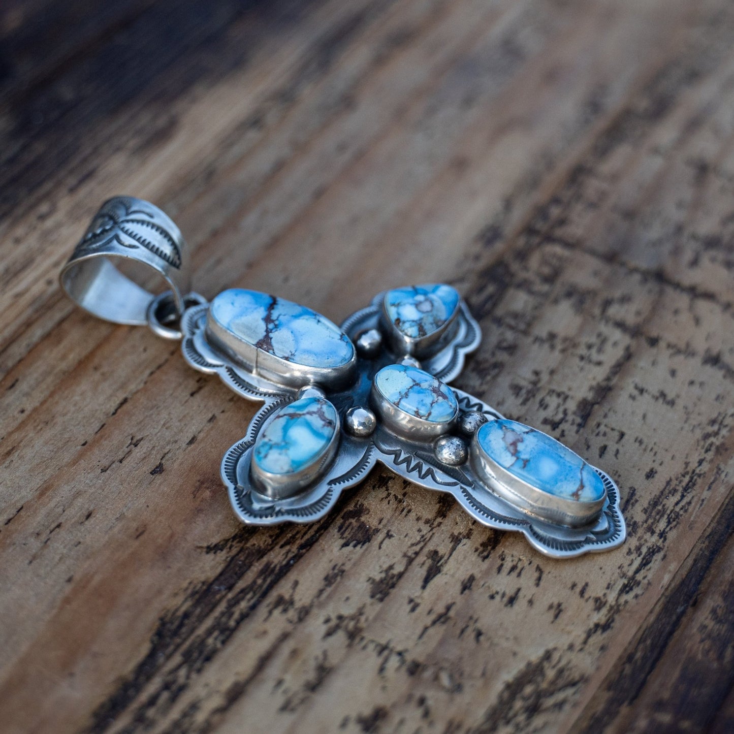Jeremy Delgarito Natural Golden Hills Turquoise Cross - Echo Canyon Collective