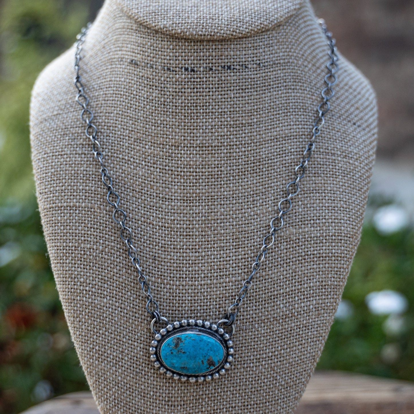 Kingman Turquoise Necklace – Handmade by Navajo Silversmith Bobby Johnson - Echo Canyon Collective