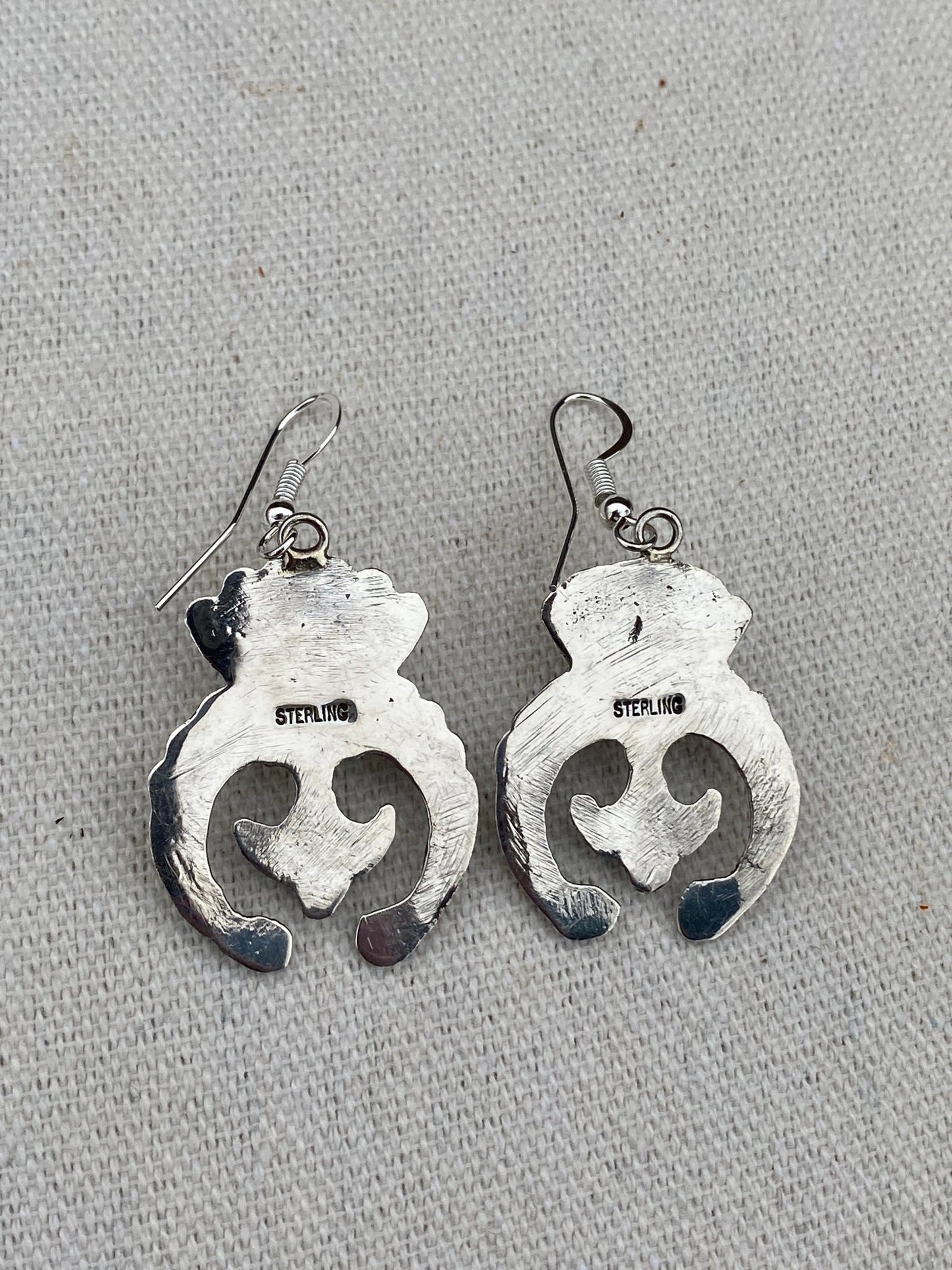 Mike Platero Navajo Sterling Silver & Kingman Turquoise Cast Naja Earrings - Echo Canyon Collective