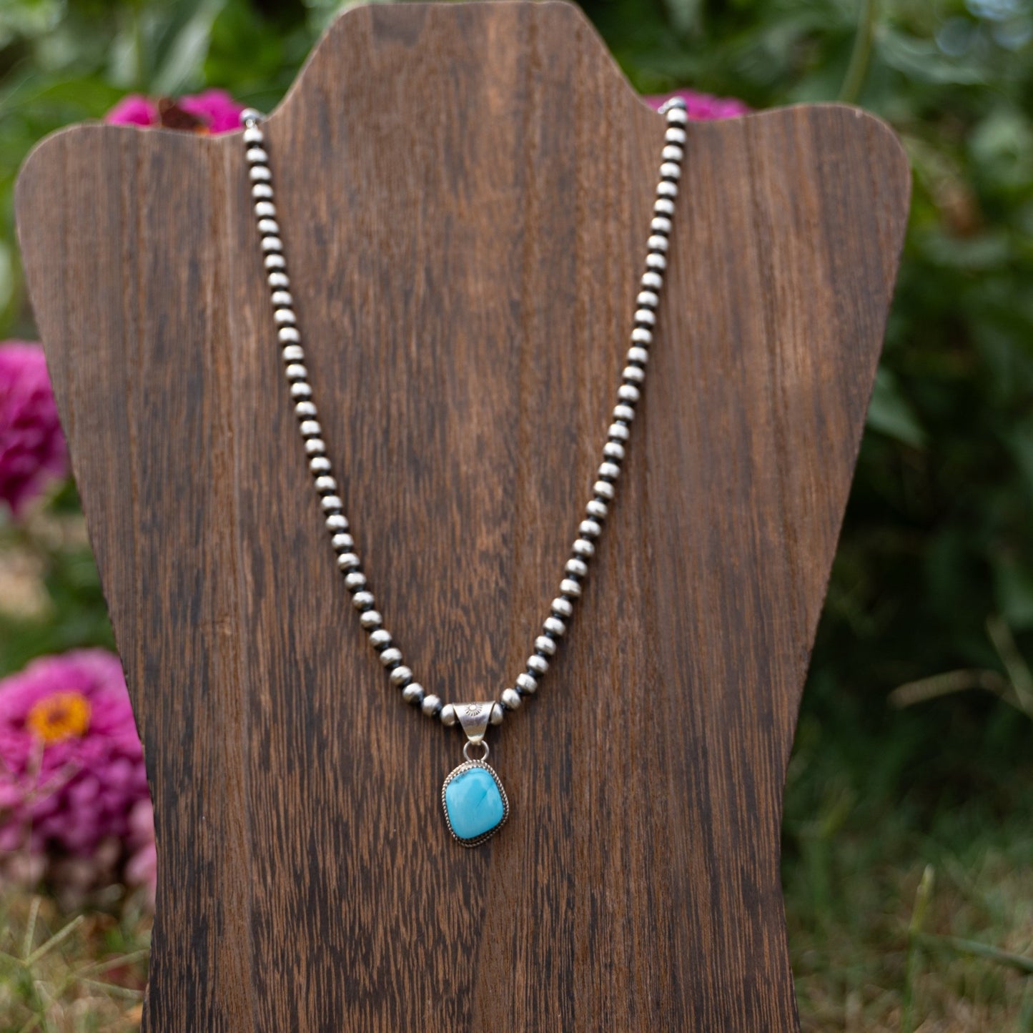 Morenci Turquoise Pendant by Ernest Hawthorne in Sterling Silver - Echo Canyon Collective