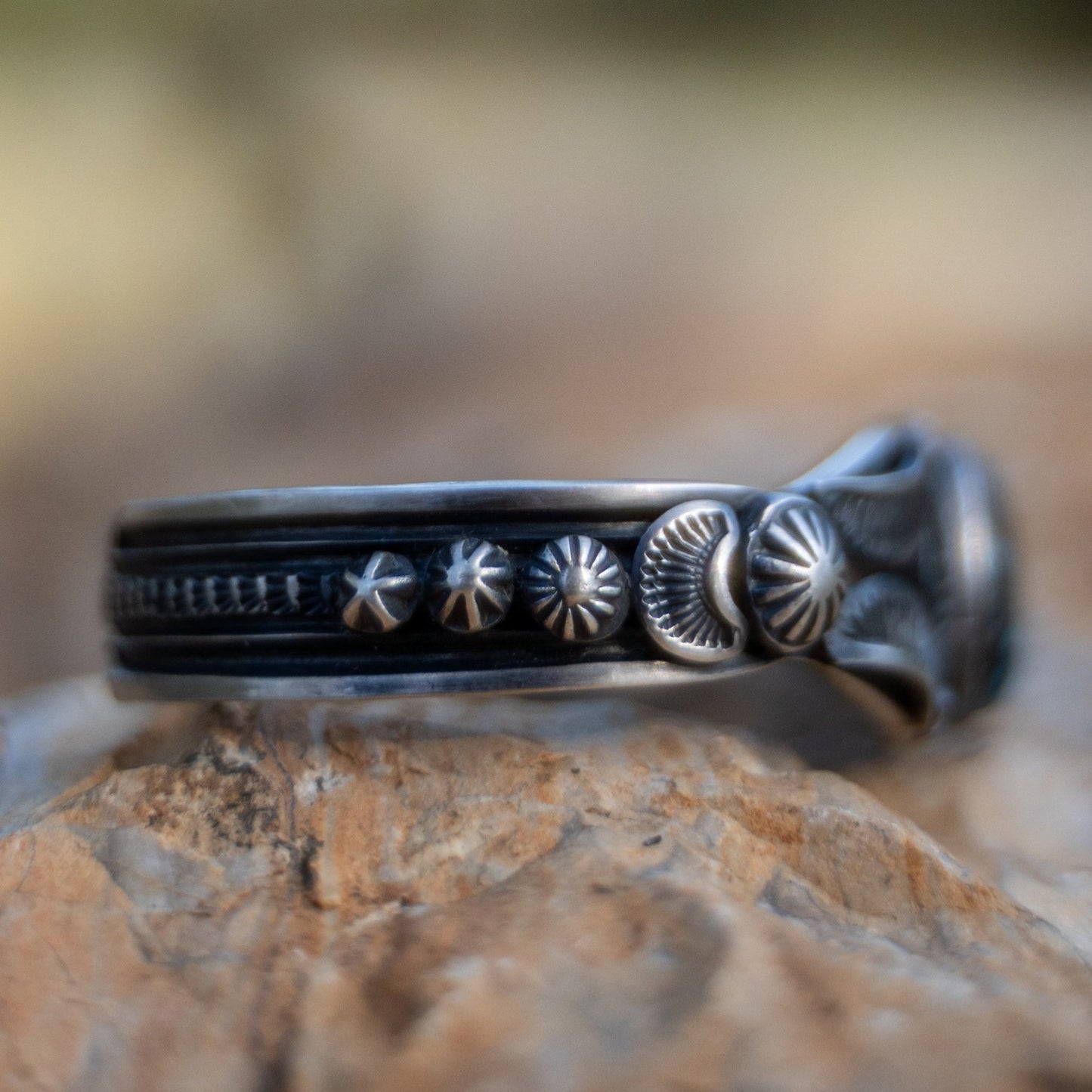 Natural Cloud Mountain Turquoise Cuff – Sterling Silver Navajo Handmade by Gilbert Tom - Echo Canyon Collective