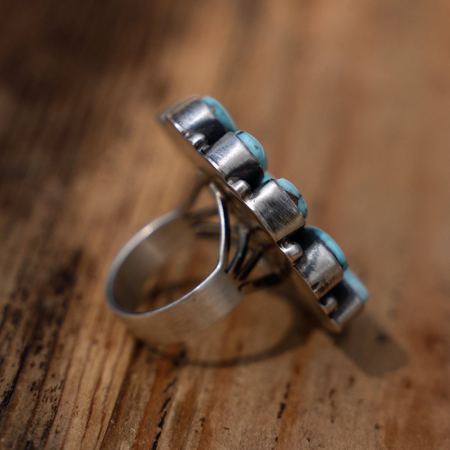 Natural Dry Creek Turquoise Ring – Handmade by Navajo Artist Shirley Henry Size 10 - Echo Canyon Collective