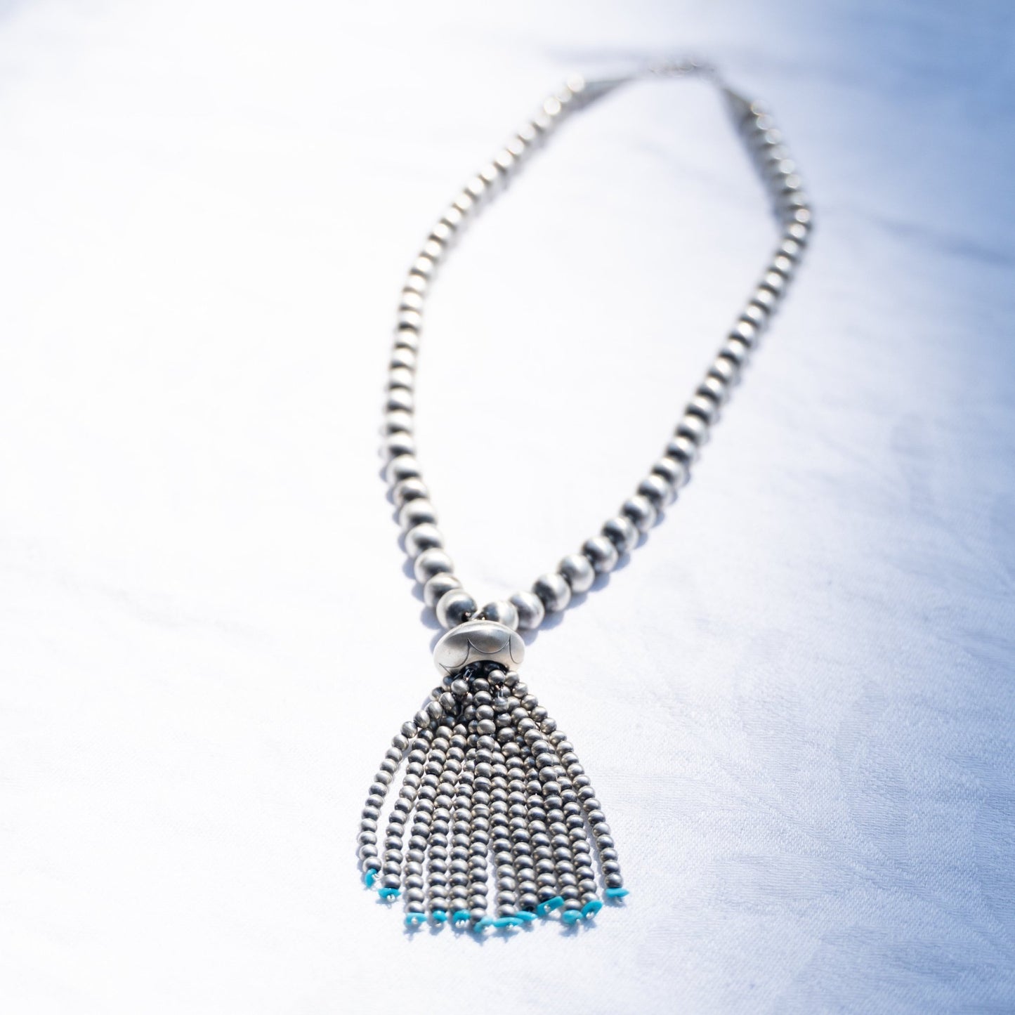 Navajo Handmade Bead & Tassel Pearl Necklace by Jan Mariano - Echo Canyon Collective