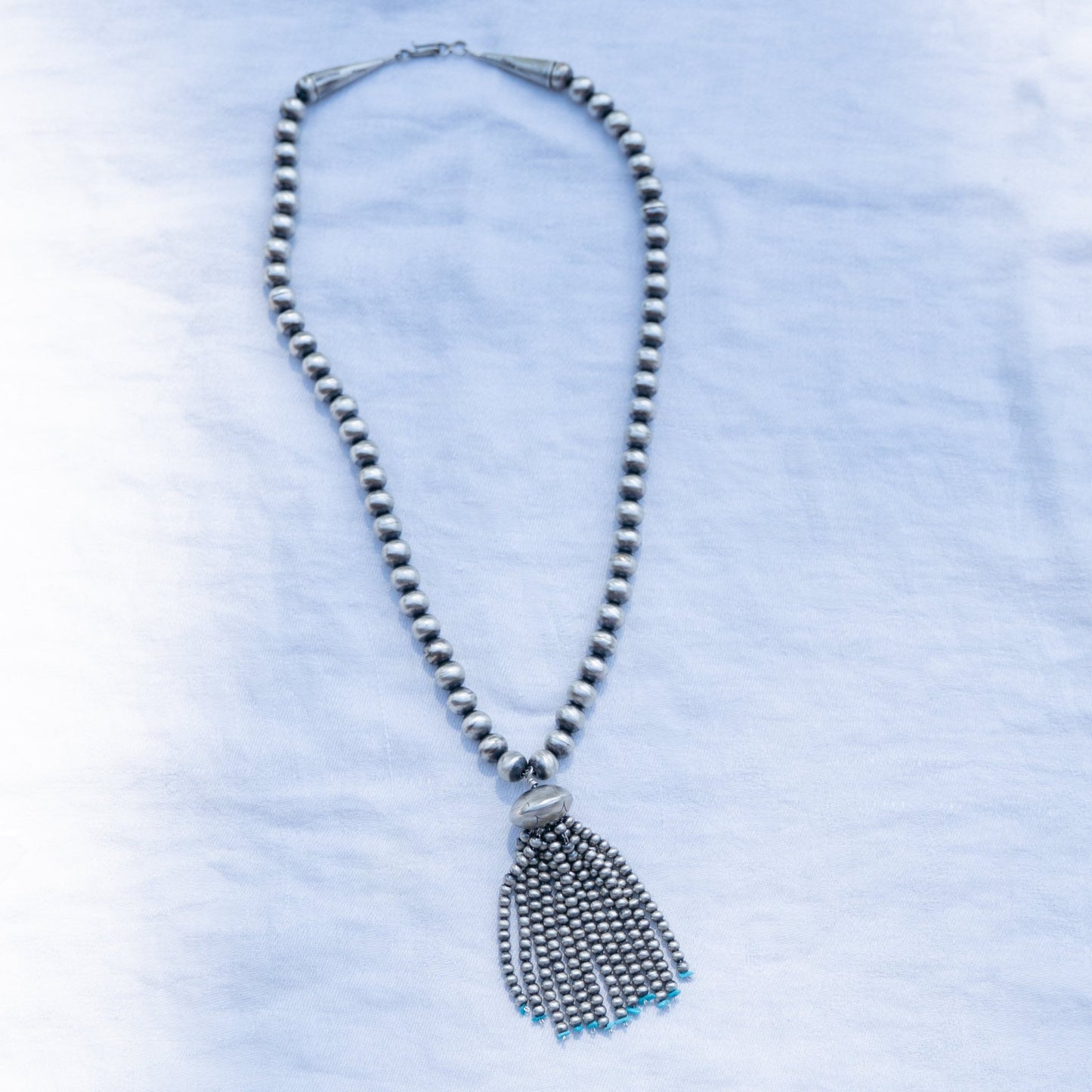 Navajo Handmade Bead & Tassel Pearl Necklace by Jan Mariano - Echo Canyon Collective