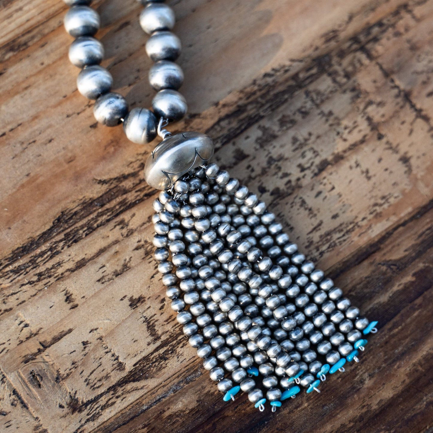 Navajo Handmade Bead & Tassel Pearl Necklace by Jan Mariano - Echo Canyon Collective