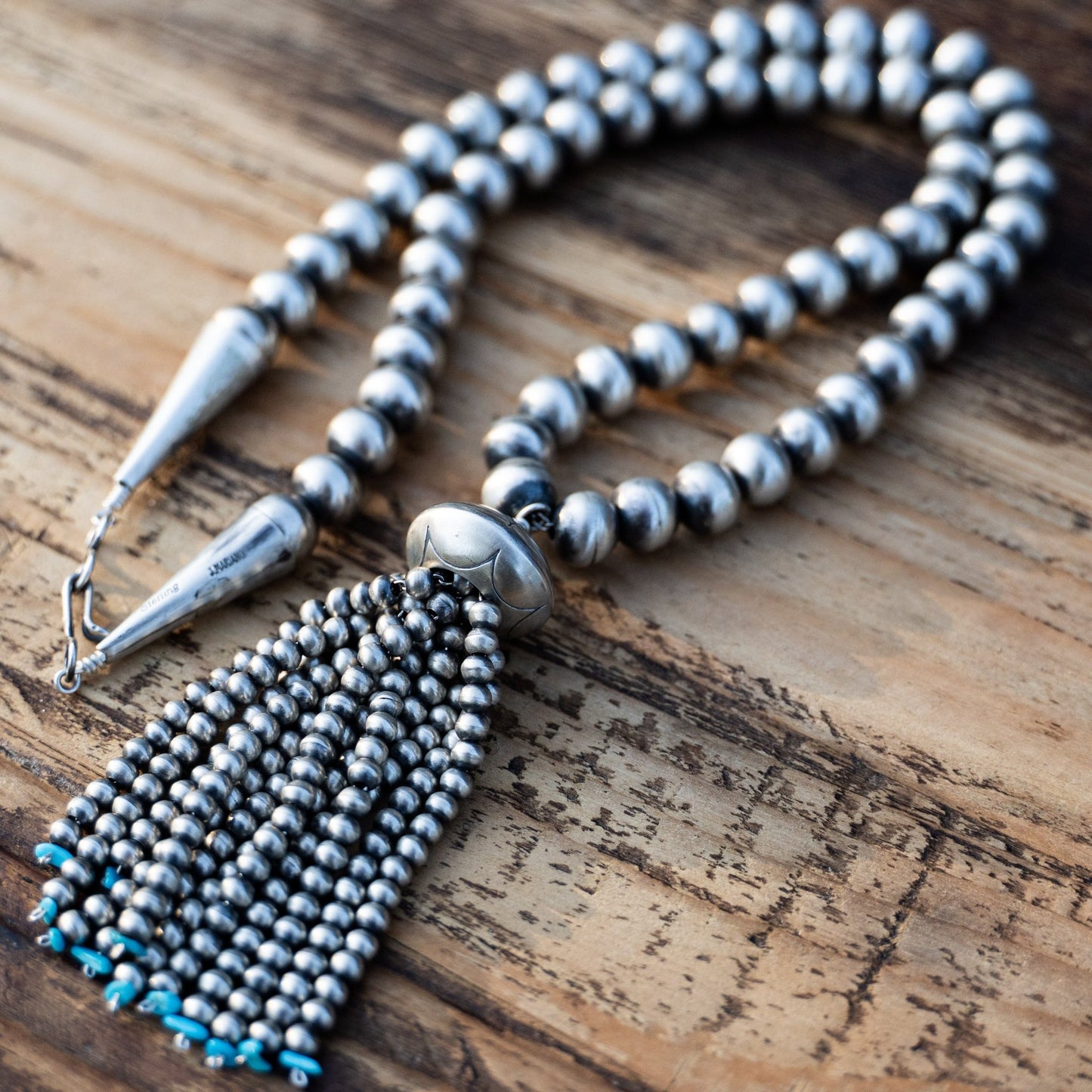 Navajo Handmade Bead & Tassel Pearl Necklace by Jan Mariano - Echo Canyon Collective