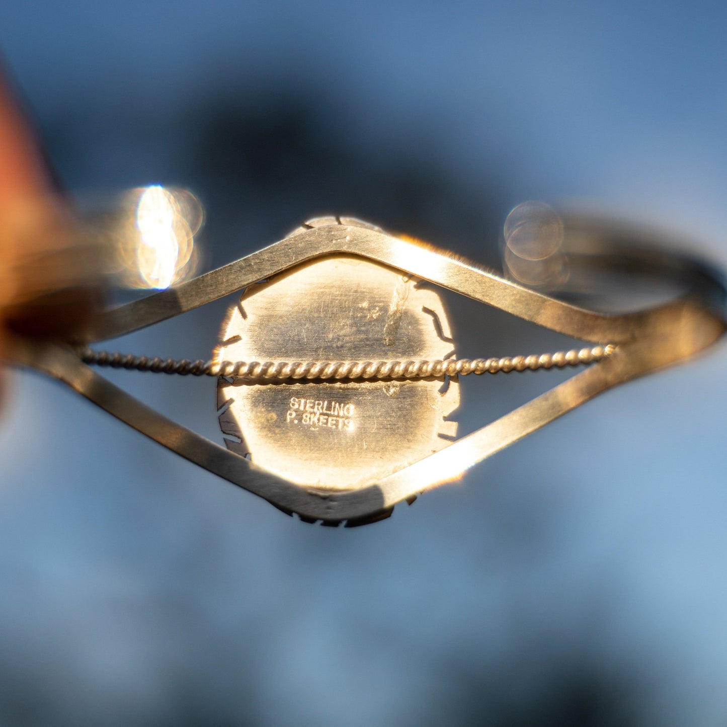 Peggy Skeets Kingman Turquoise Cuff Bracelet Navajo Handmade Sterling Silver - Echo Canyon Collective