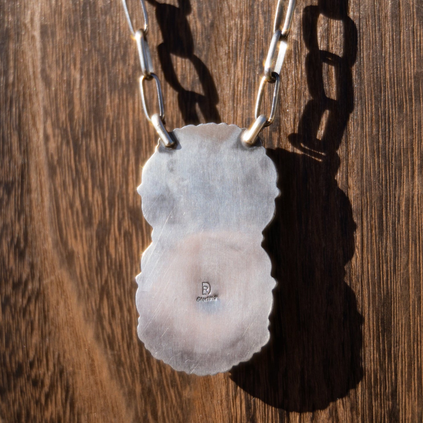 Raymond Delgarito Natural Kingman Turquoise Pendant with Handmade Sterling Silver Chain 20" Adjustable - Echo Canyon Collective