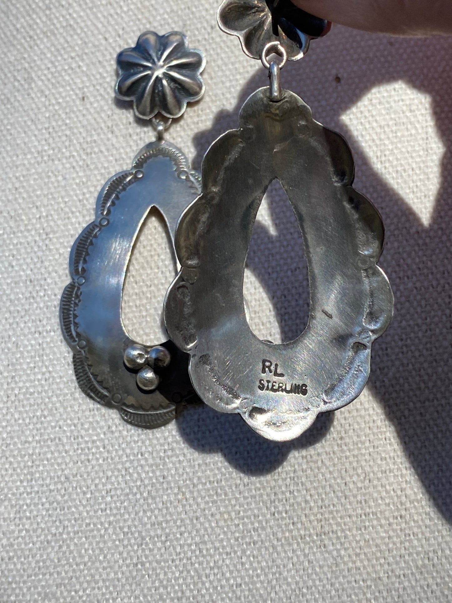 Rita Lee Stamped Sterling Silver Dangle Post Earrings - Echo Canyon Collective