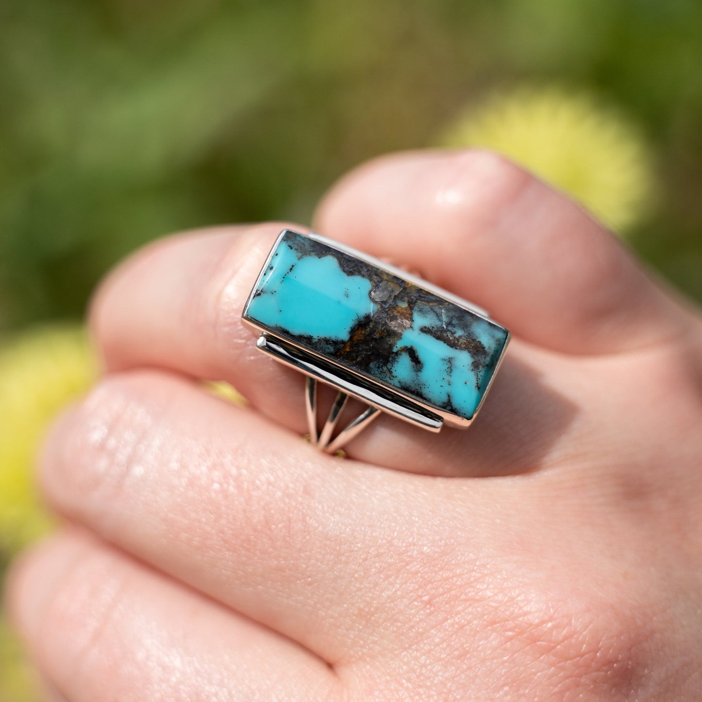 Sheryl Martinez Sonoran Turquoise Ring | Navajo Handmade Sterling Silver - Echo Canyon Collective