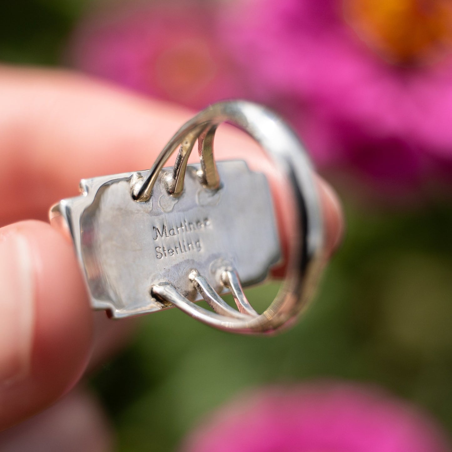 Sheryl Martinez Sonoran Turquoise Ring | Navajo Handmade Sterling Silver - Echo Canyon Collective