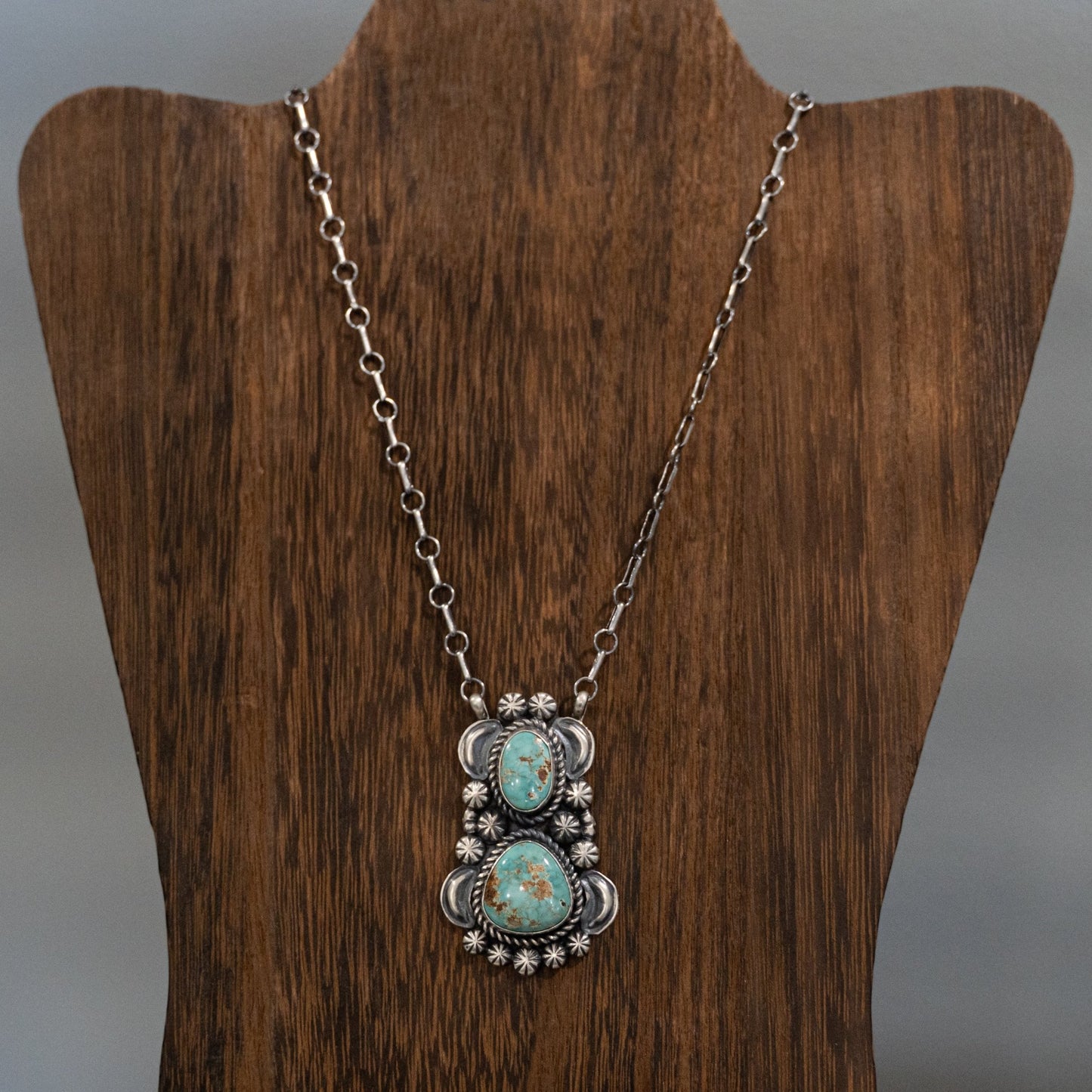 Sonoran Turquoise Necklace – 20" Sterling Silver Navajo Handmade by Jeff James - Echo Canyon Collective