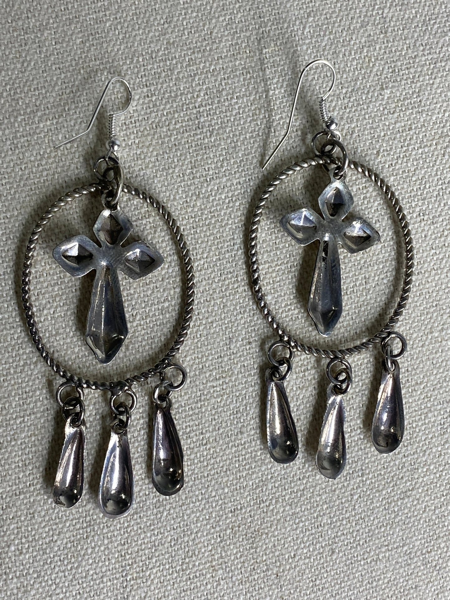 Tim Yazzie Navajo Handmade Sterling Silver Cross Earrings – Statement Pair - Echo Canyon Collective