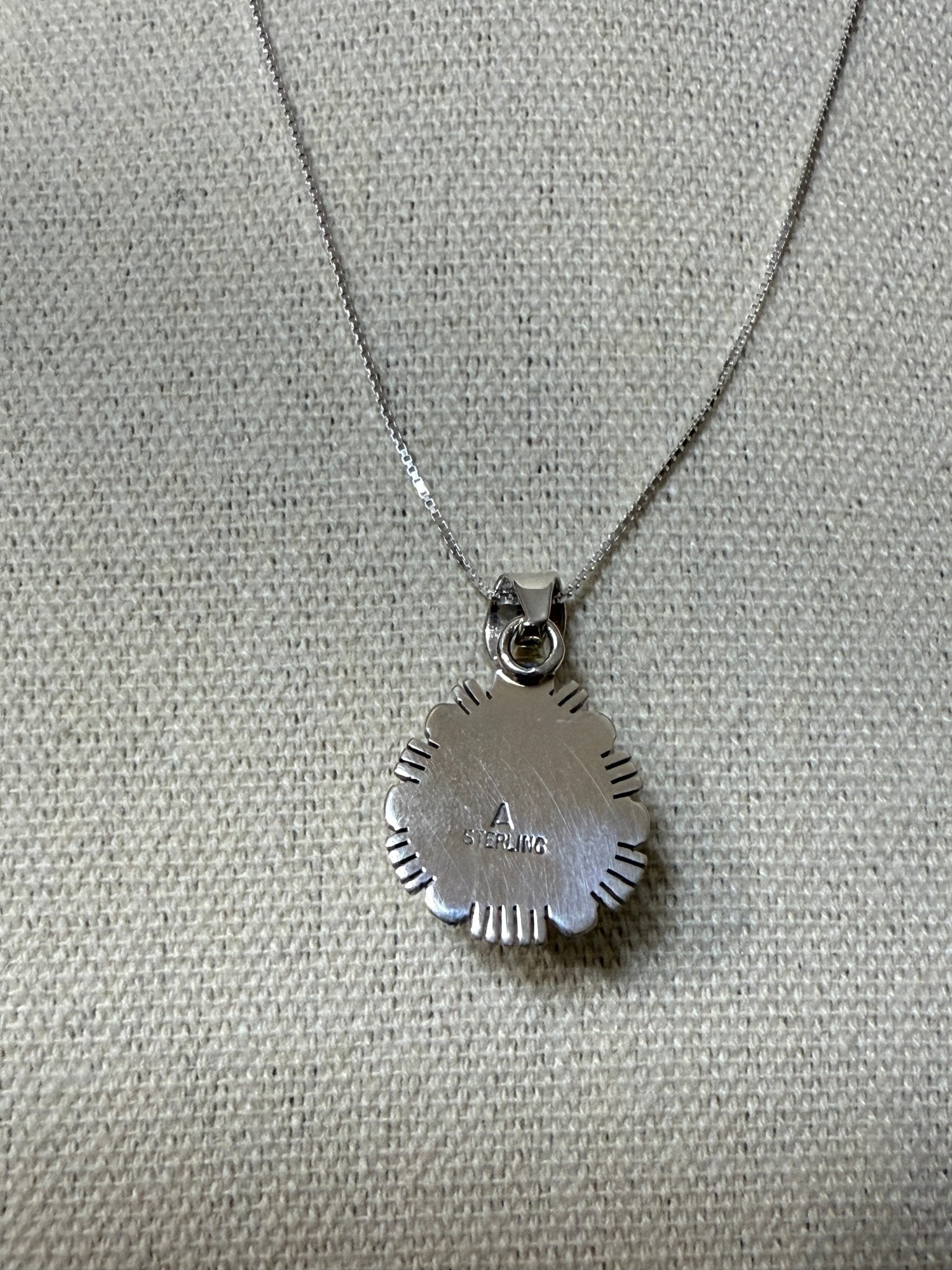 Arlene Yazzie Golden Hills Turquoise Pendant with 18" Sterling Chain - Echo Canyon Collective