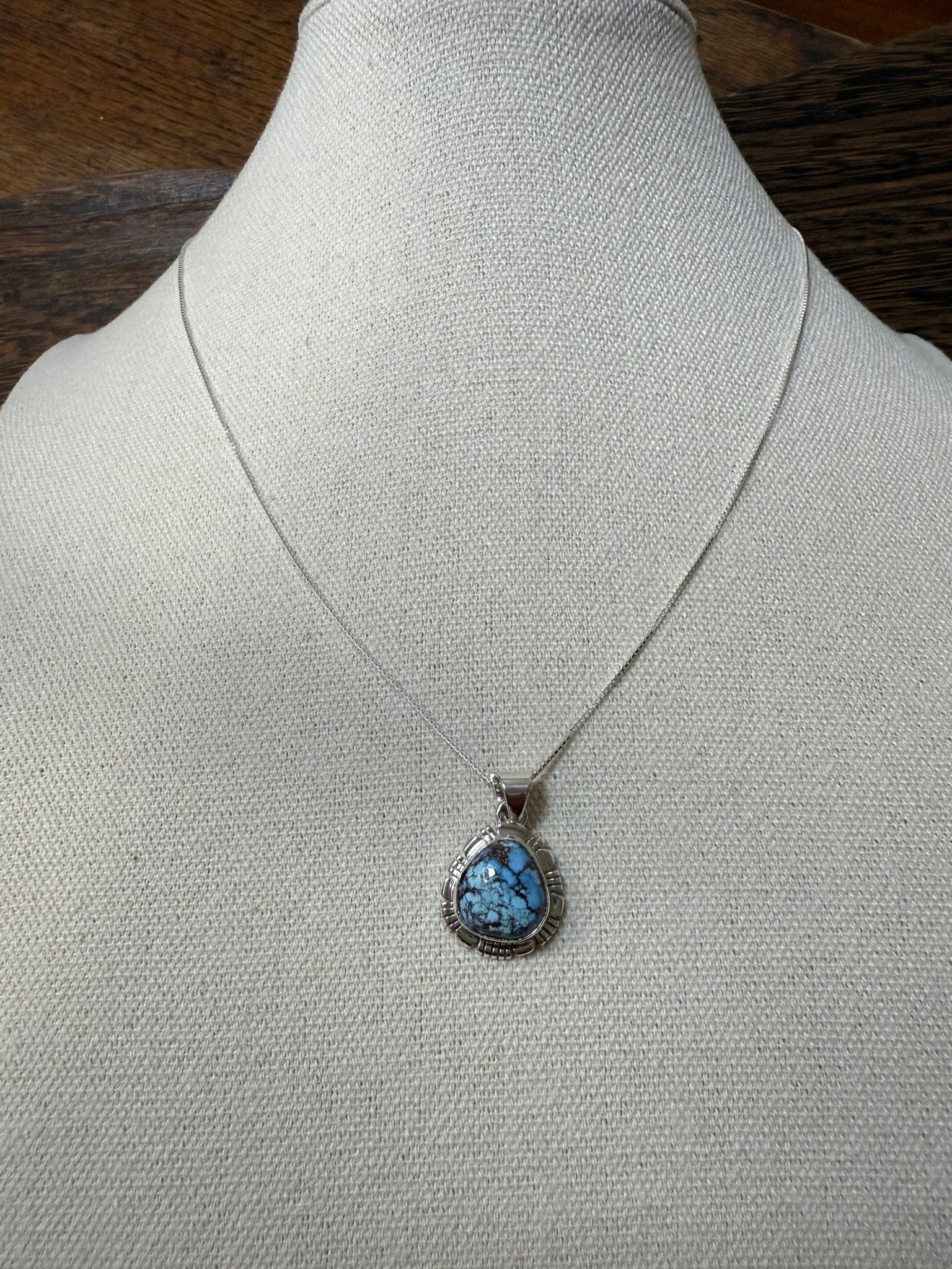 Arlene Yazzie Golden Hills Turquoise Pendant with 18" Sterling Chain - Echo Canyon Collective