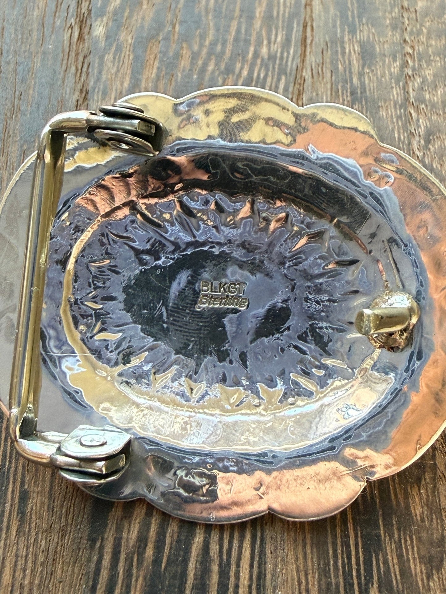Arnold Blackgoat Sterling Silver & Sonoran Gold Turquoise Belt Buckle - Echo Canyon Collective