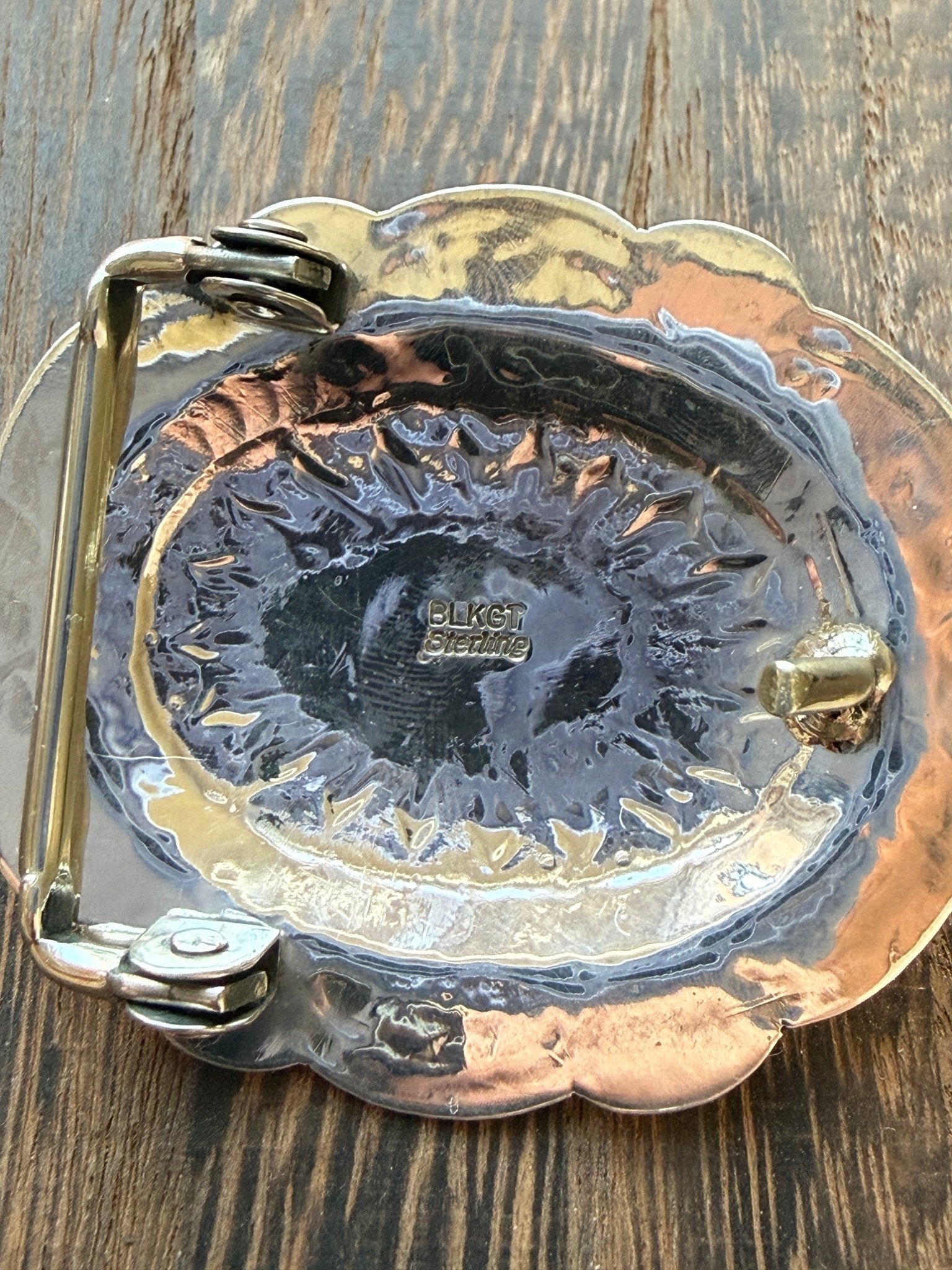 Arnold Blackgoat Sterling Silver & Sonoran Gold Turquoise Belt Buckle - Echo Canyon Collective