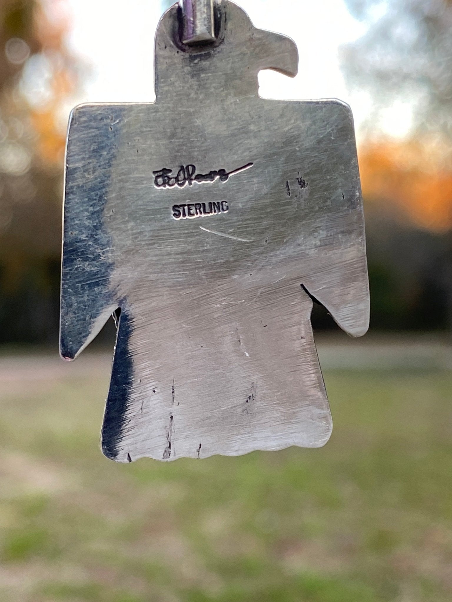 Bo Reeves Thunderbird Pendant | Kingman Turquoise & Sterling Silver Navajo Handmade - Echo Canyon Collective