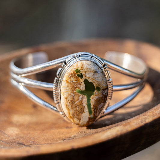 Boulder Royston Turquoise Cuff – Sterling Silver Navajo Handmade by Jane Francisco - Echo Canyon Collective