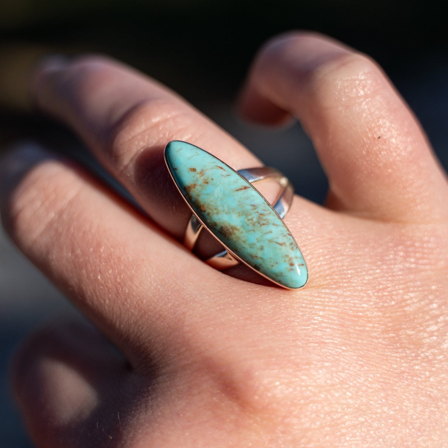 Cathy Webster Evans Mine Turquoise Sterling Silver Ring Size 7 1/2 - Echo Canyon Collective