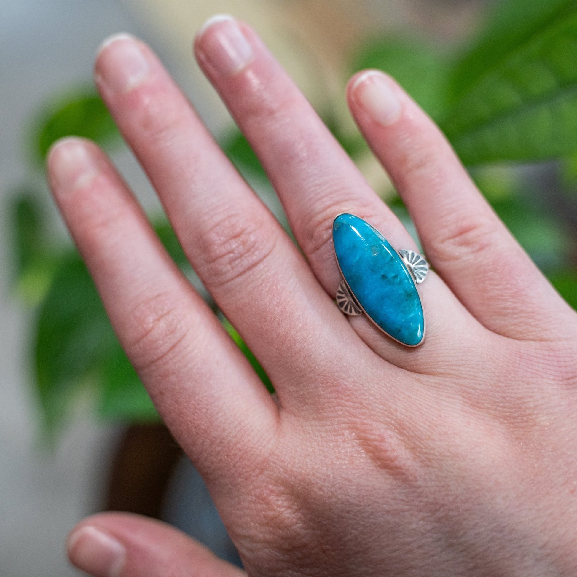 Cathy Webster Kingman Turquoise Sterling Silver Ring Size 7 3/4 - Echo Canyon Collective