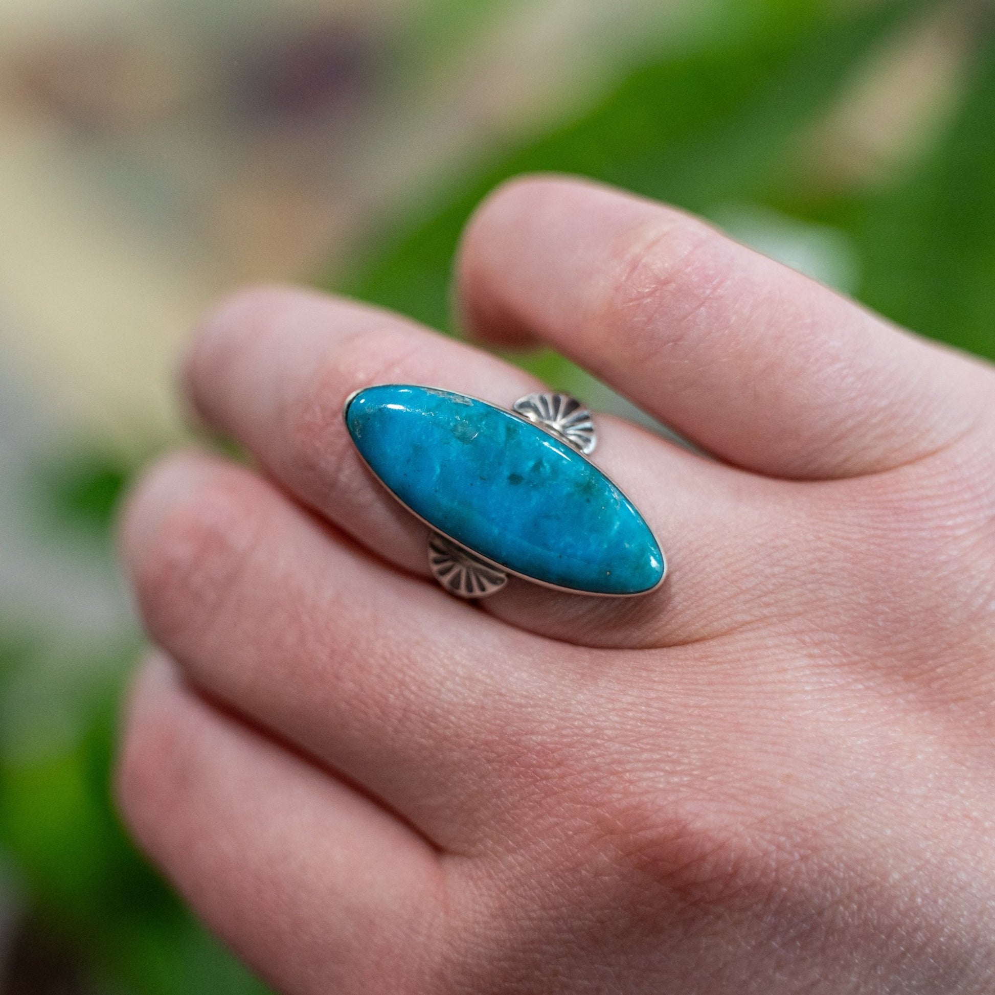 Cathy Webster Kingman Turquoise Sterling Silver Ring Size 7 3/4 - Echo Canyon Collective
