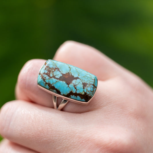 Cathy Webster Mine 8 Turquoise Ring Navajo Handmade Sterling Silver - Echo Canyon Collective