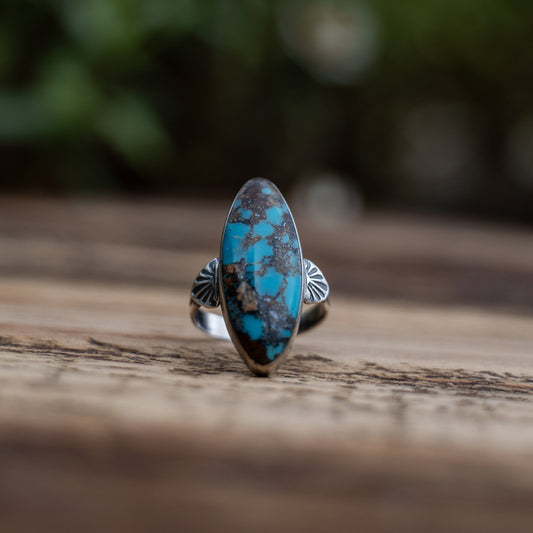 Cathy Webster Navajo Handmade Sonoran Turquoise Ring Size 7 – Sterling Silver - Echo Canyon Collective