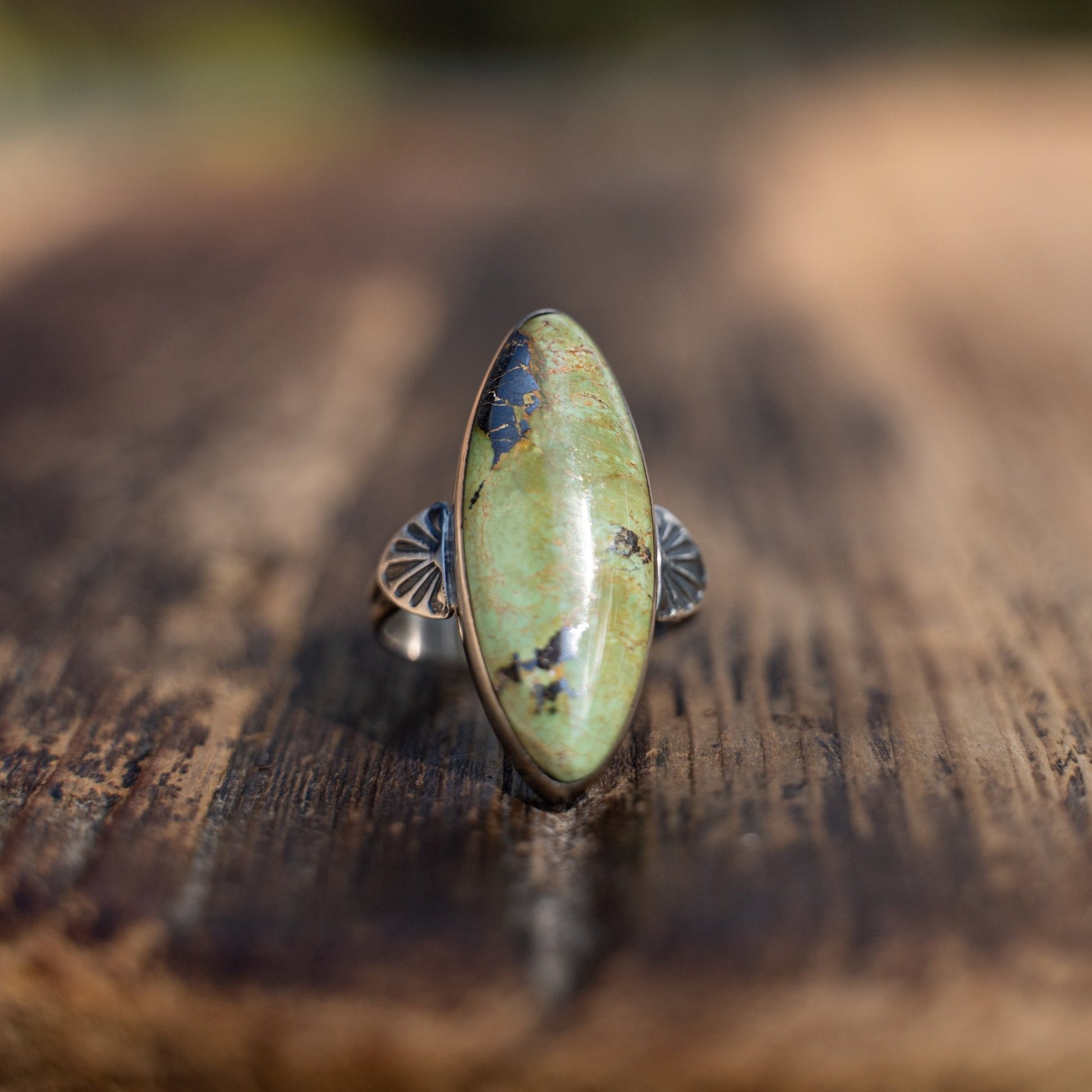 Cathy Webster Royston Turquoise Ring – Navajo Sterling Silver, Size 7 - Echo Canyon Collective