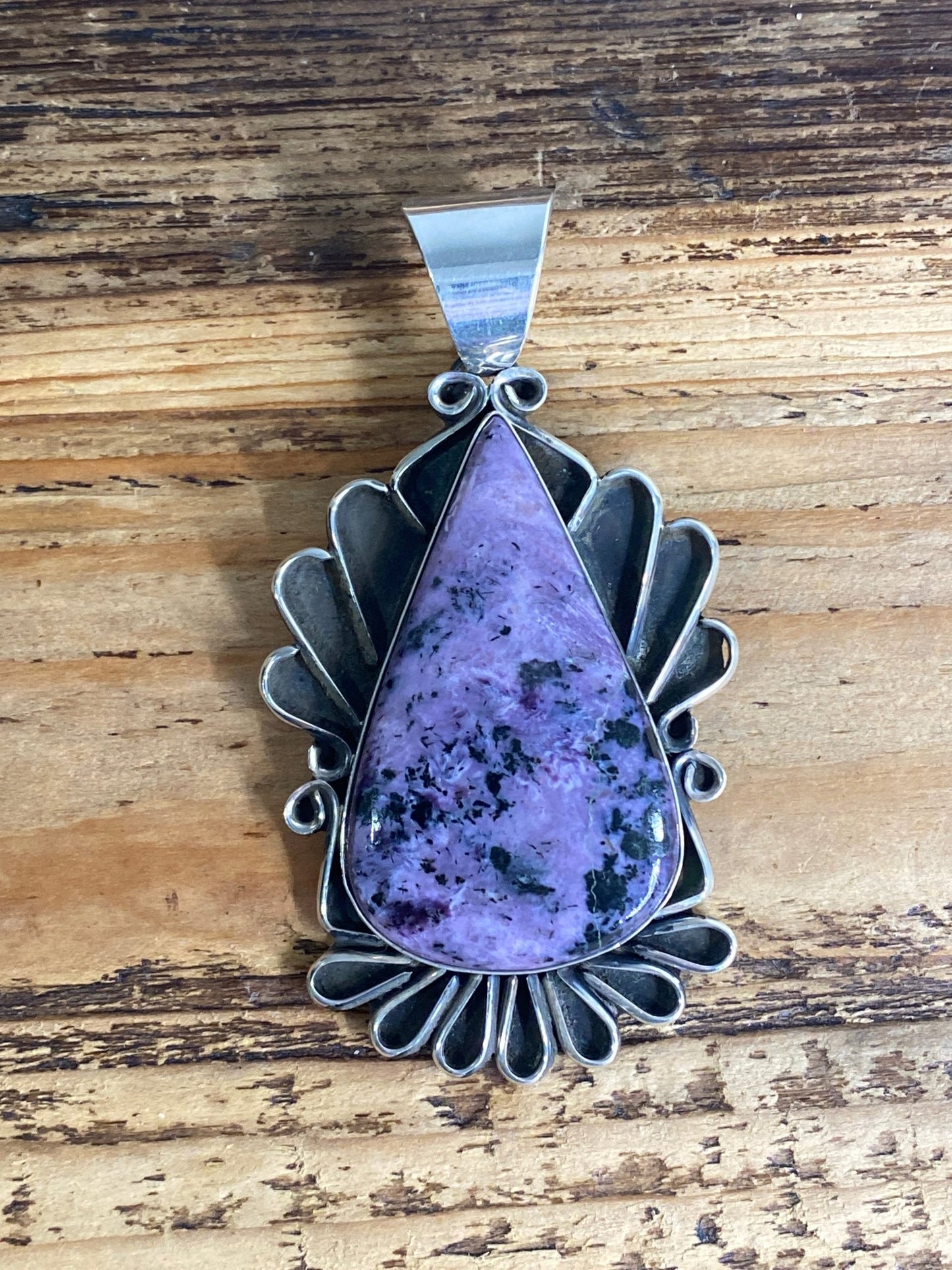 Charoite Pendant by Medru (Santo Domingo Pueblo artist) - Echo Canyon Collective