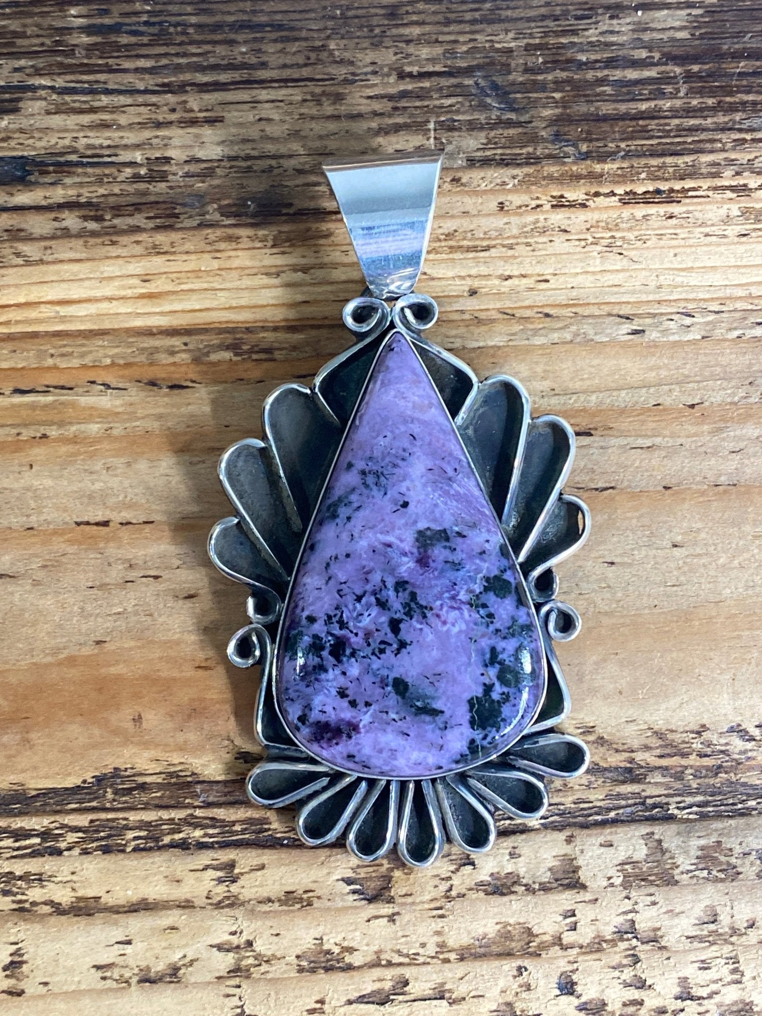 Charoite Pendant by Medru (Santo Domingo Pueblo artist) - Echo Canyon Collective